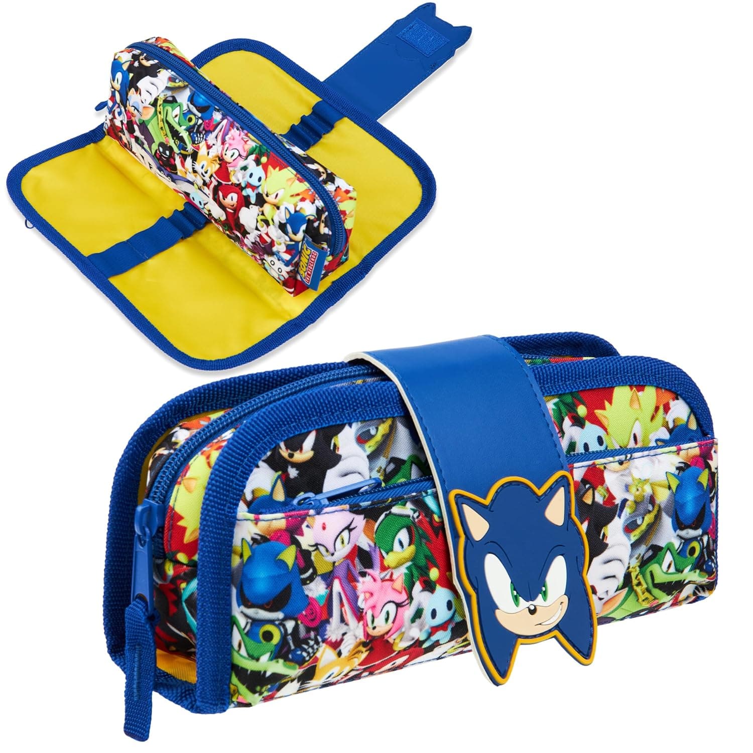 Sonic The Hedgehog Pencil Case for Boys 2 in 1 with Multiple Compartments Removable Pen Pouch School Supplies Boys Gifts