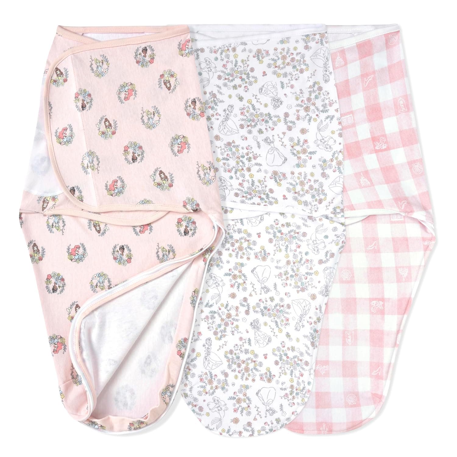 aden + anais Essentials Easy Wrap Swaddle, Cotton Knit Baby Wrap, Newborn Wearable Swaddle Sleep Sack, 3 Pack, Disney Princess, 0-3 Months