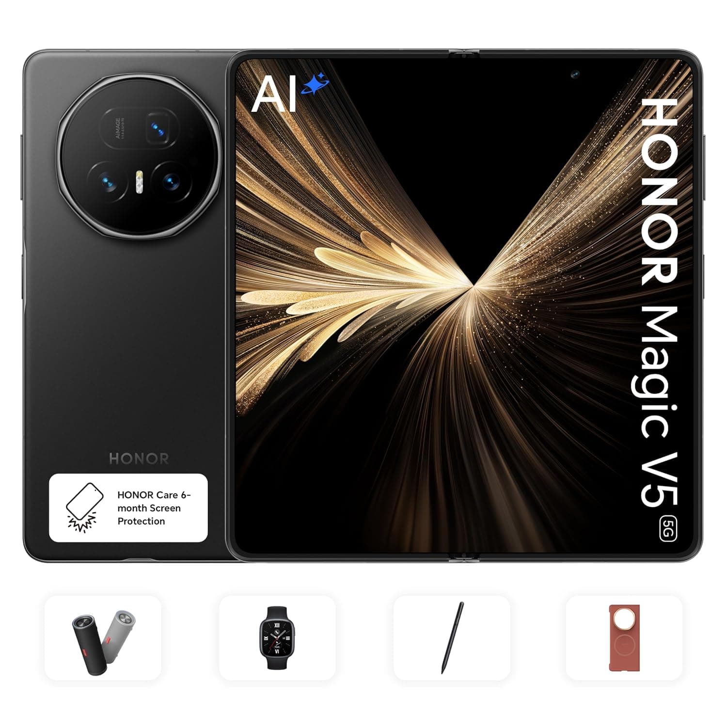 HONOR Magic V5 Dual-SIM 512GB ROM + 16GB RAM (GSM | CDMA) Factory Unlocked 5G Smartphone (Black) - International Version