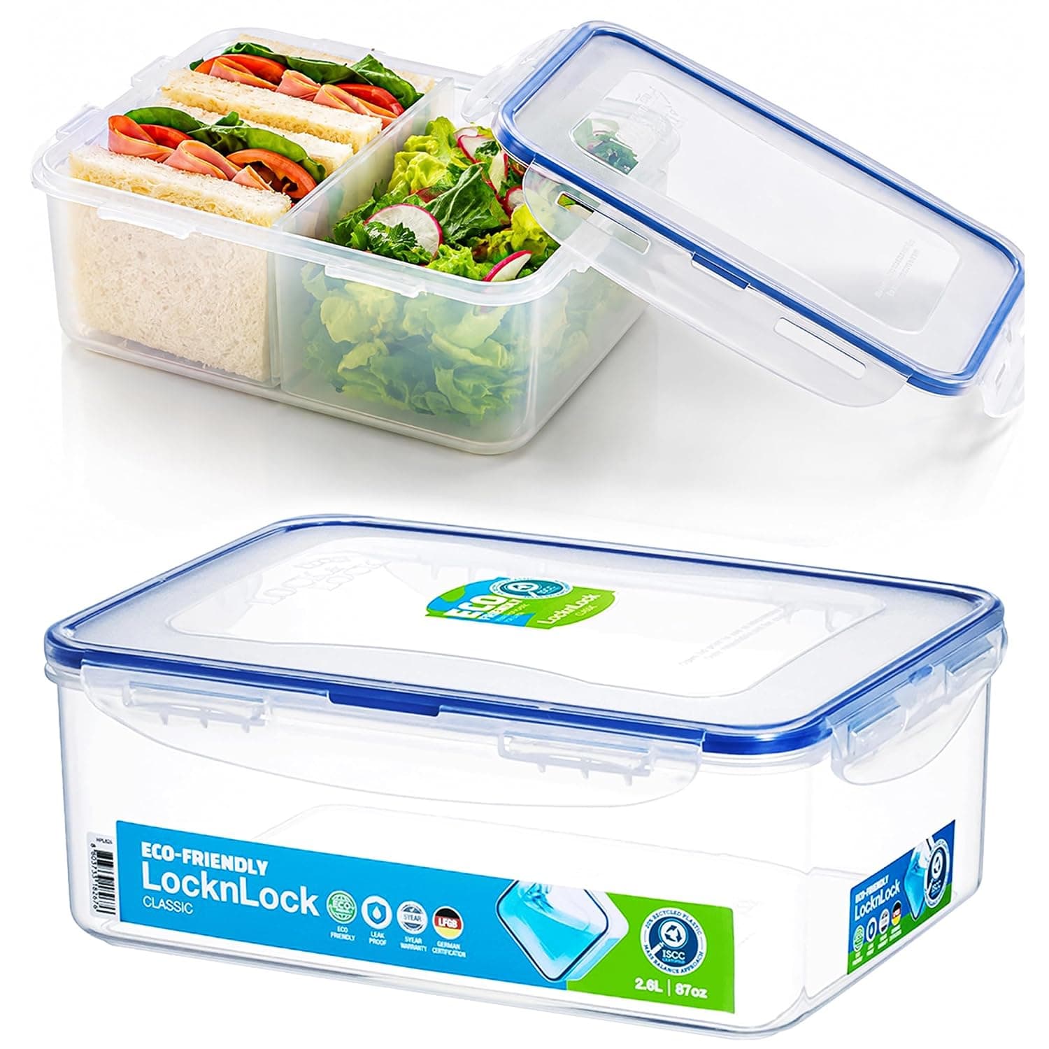 LocknLock Rectangular Short Food Container 2.6L with Divider