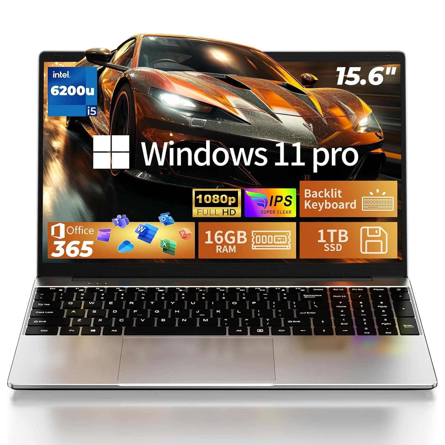 MOONFISH 2026 Laptop Computer Window 11, Core i5 Processor 15.6 Inch Lap Top, 16GB RAM 1TB SSD, Backlit Keyboard, FHD 1920 * 1080, Office 365, Business, Student