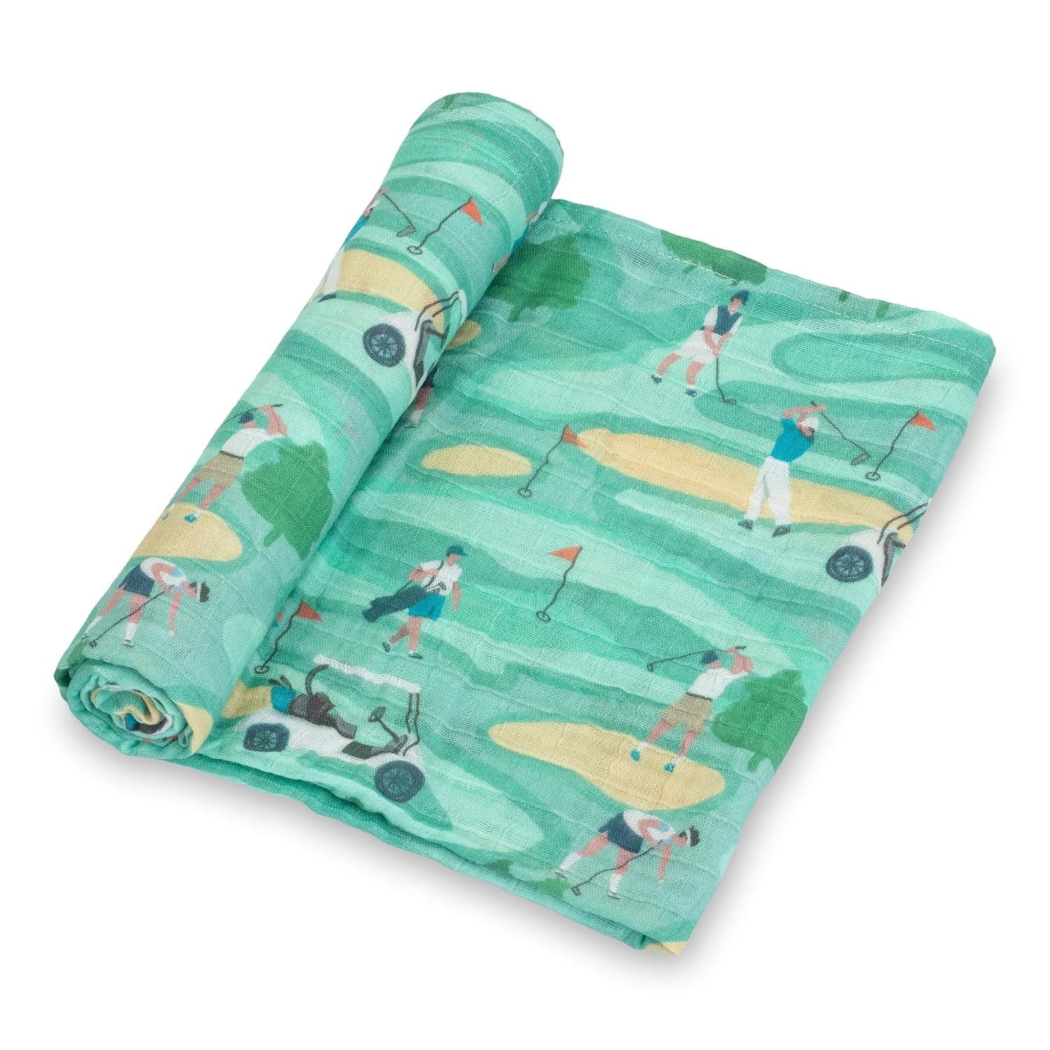 LollyBanks Muslin Swaddle Blankets, 100% Cotton Baby Blankets for Boys and Girls, Soft and Breathable 47 x 47 Inches Newborn Receiving Blanket, Cozy Baby Wrap, Nursery Essentials (Golf Course Print)