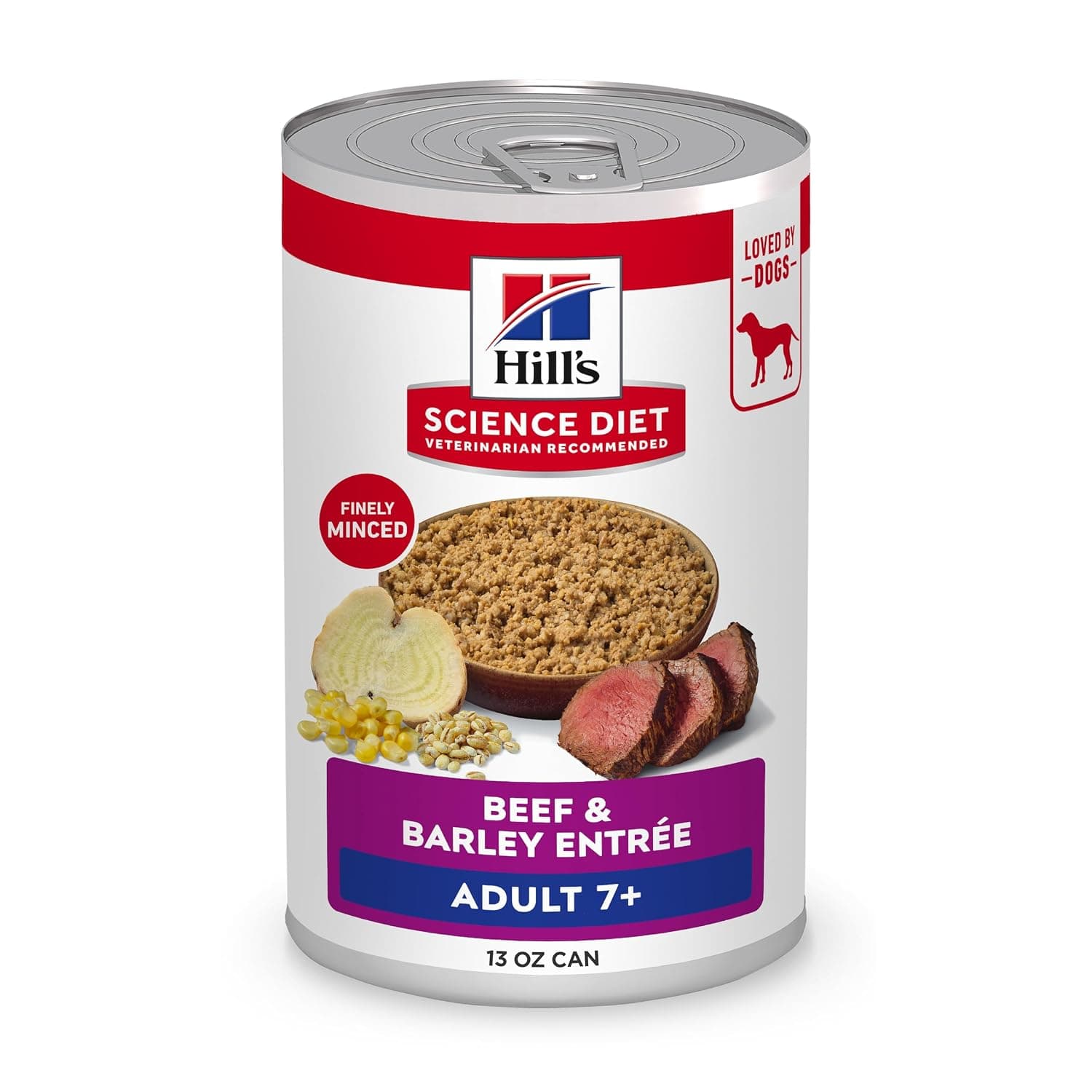 Hill's Science Diet Wet Dog Food, Adult 7+ for Senior Dogs, Beef & Barley Recipe, 13 oz. Cans, Pack of 12