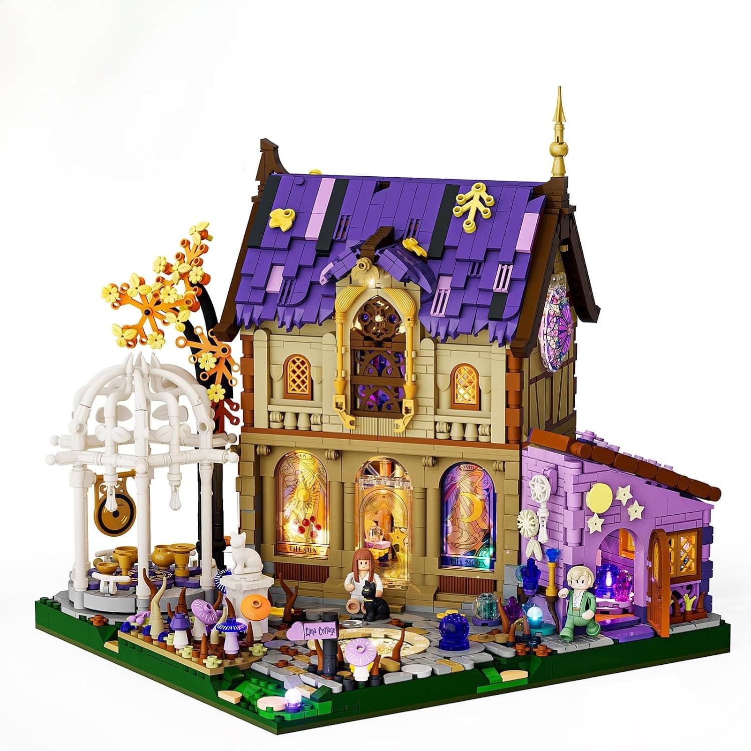 Lumibricks Retro House Series: Luna Cottage - Music Building Kit with Healing Sound Modules, Personal Replacement Sound, Rotating Astrology Platform