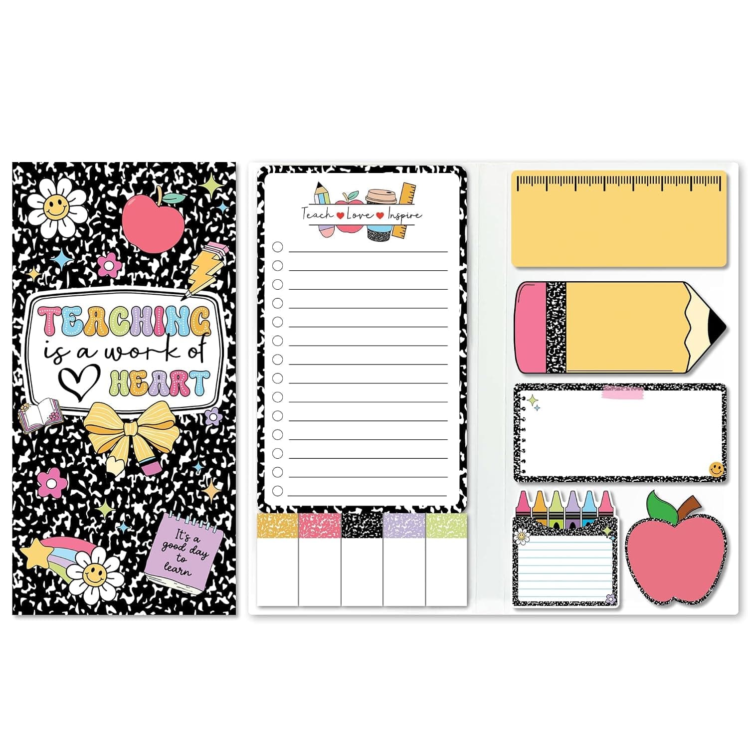 Joyzzz Teacher Sticky Notes Set, 550 Sheets Premium Self-Stick Note Pads with Inspirational Designs, Perfect Teacher Appreciation Gift for Classroom School Office Supplies and Memo Writing
