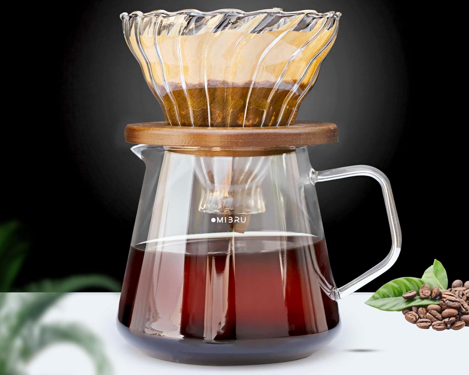MIBRU V60 Drip Coffee Set Drip Coffee Maker Set Professional Coffee Machine Drip Set of 3 Drip Utensils Drip Coffee Machine, Fast Brewing Specialist طقم بالتقطير