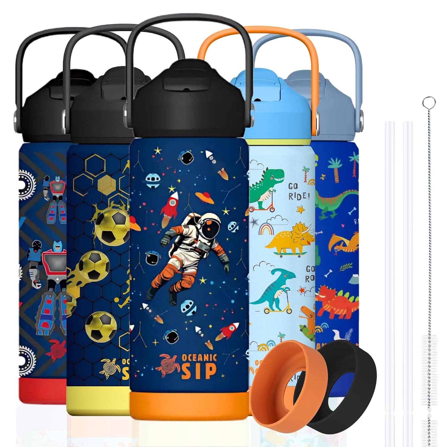 Oceanic Boys Stainless Steel Water Bottle 550ml 18oz Double-Wall Vacuum Insulated 304 Stainless steel Water Bottle BPA FREE Leak Proof