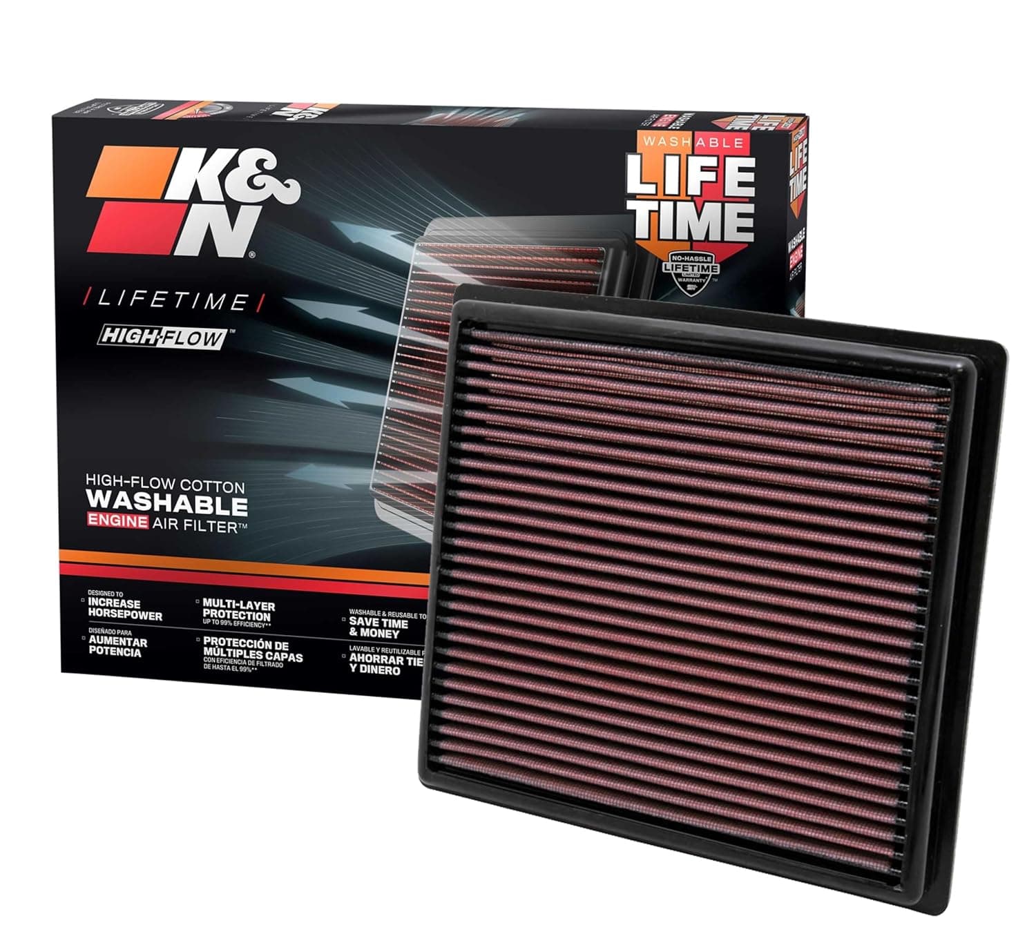 K&N Engine Air Filter: High Performance, Washable, Replacement Filter: Compatible with 2010-2019 Toyota/Lexus/Mitsubishi (Highlander, RAV4, Sienna, Avalon, Camry, ES 350, NX300, Rx350, L200) 33-2443
