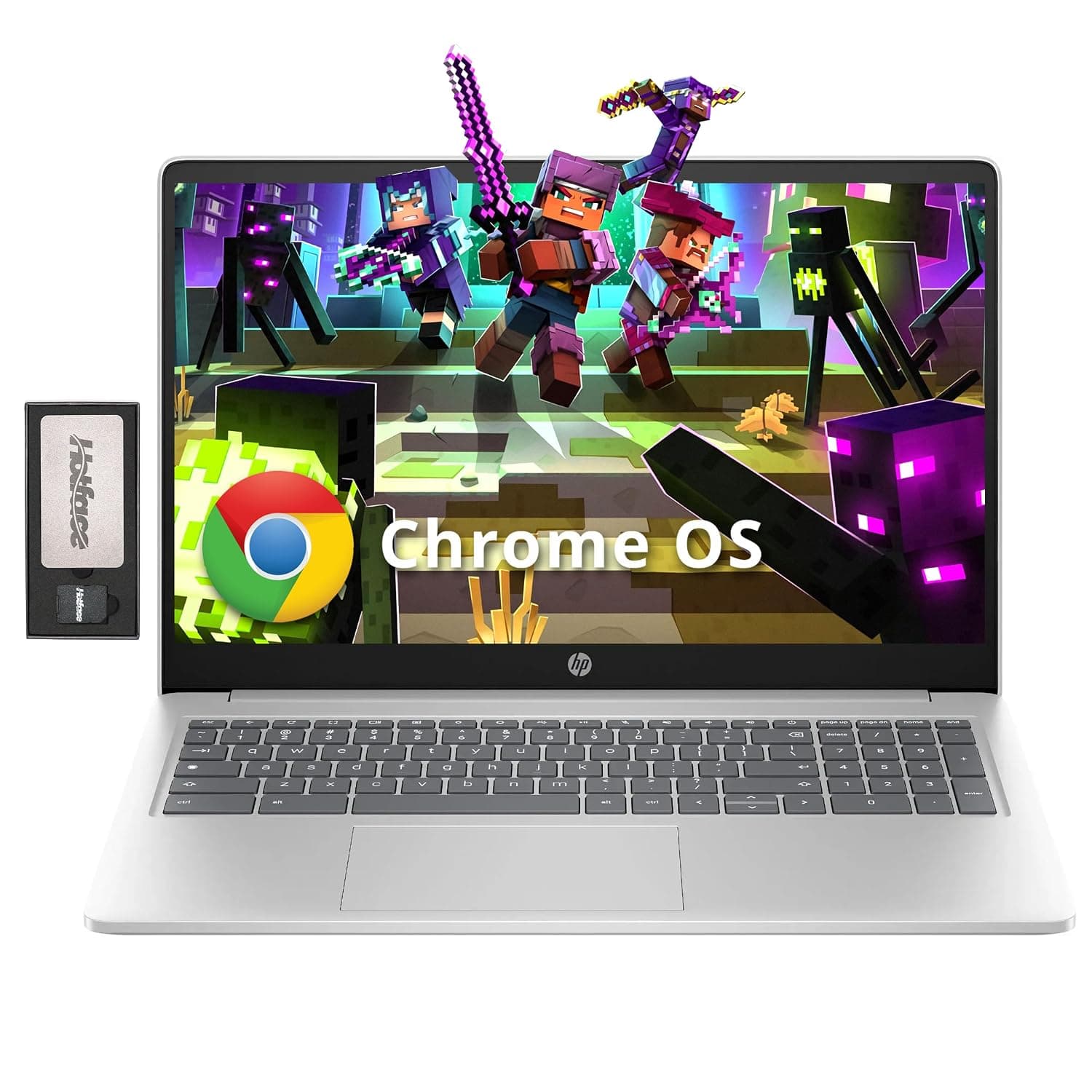 HP 15.6" HD Chromebook Laptop, Intel Processor N200, 8GB LPDDR5, 224GB Storage (64GB eMMC+160GB Docking Station Set), Intel UHD Graphics, HD 720p Webcam, Numeric Keypad, Wi-Fi 6, Chrome OS, Silver