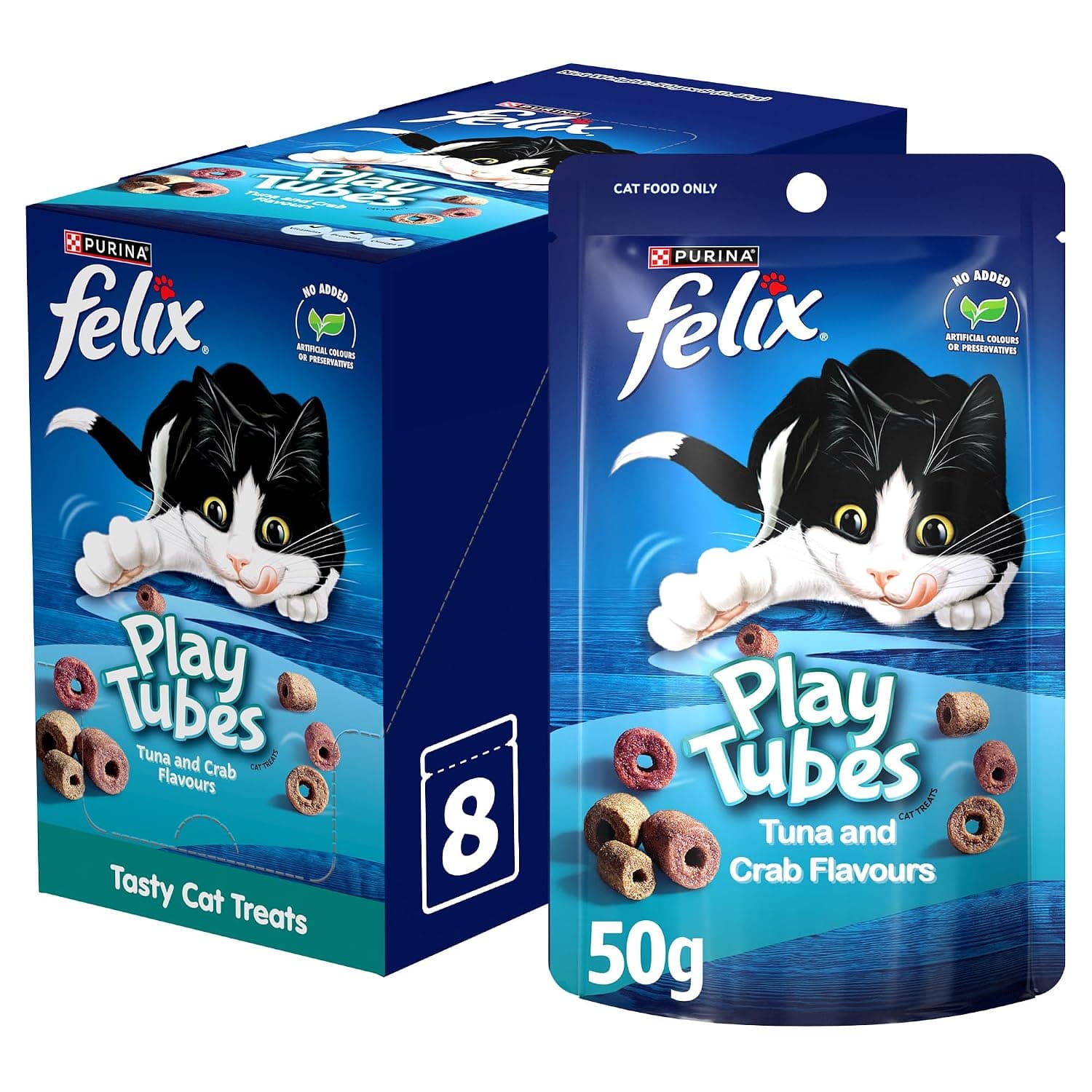 Purina Felix Play Tubes Chicken & Liver Cat Food 50gx8, White