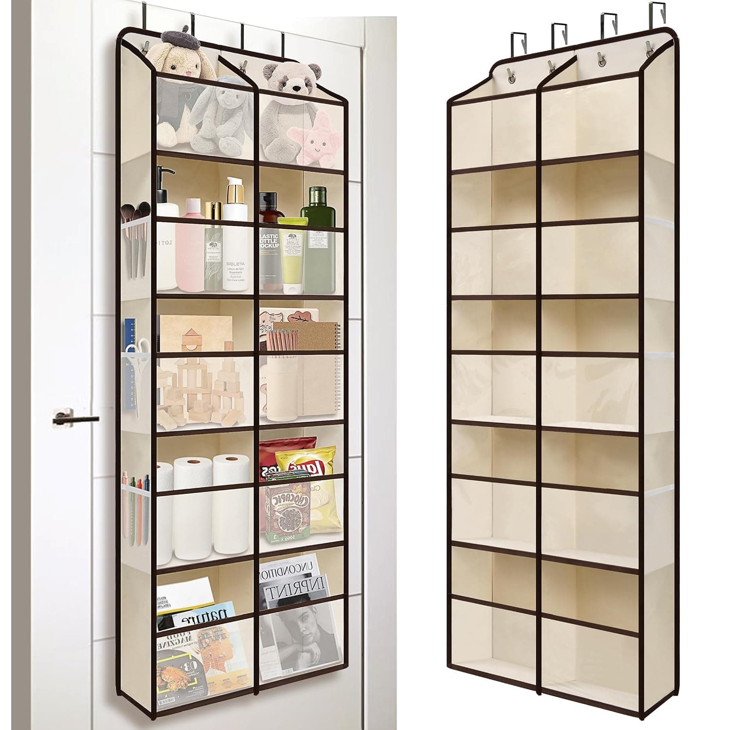Giraffe Creation Over Door Hanging Organizer with 10 Large Capacity Pockets, Ideal Storage for Closet, Bathroom, Nursery, Bedroom, Dorm, Toys, Cosmetics, and Baby Essentials, White