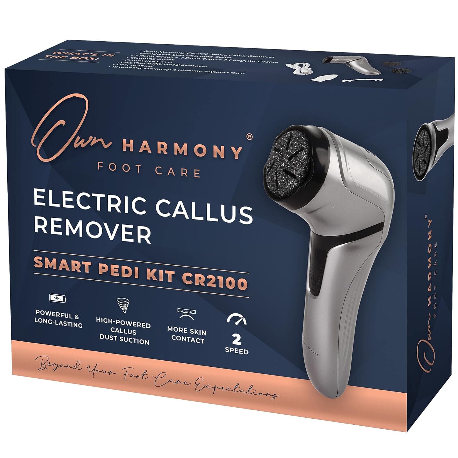 Electric Foot Callus Remover with Vacuum - Own Harmony Professional Pedicure Tools Kit for Powerful Pedi Feet Care Vac, CR2100 3 Rollers Foot File - Best for Hard, Dry, Cracked, Dead Skin (USB Cable)