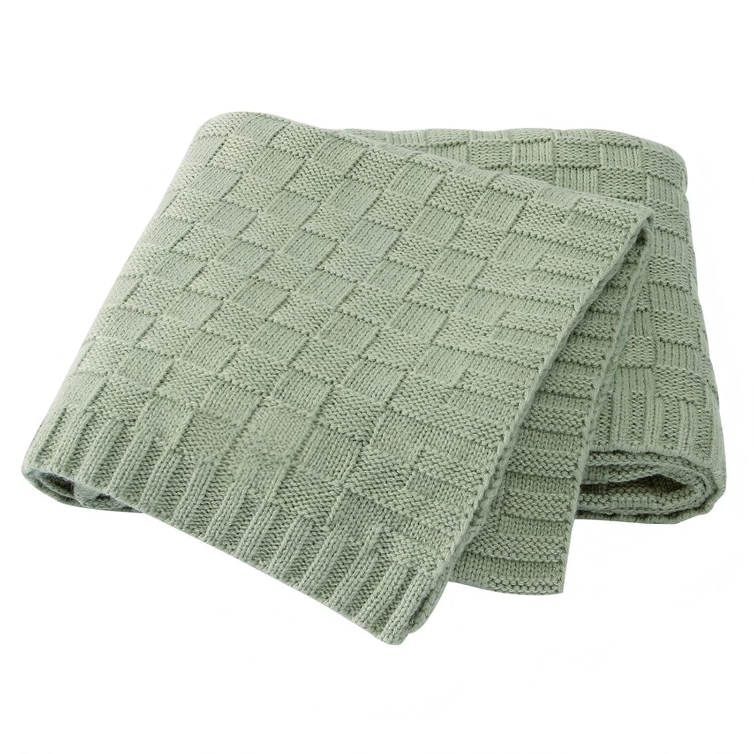Excefore Baby Blanket Knit Toddler Blankets, Cable Knit Baby Blanket, Receiving Infant Swaddle Nursery Blankets, Newborn Baby Essential Bundle (Green)