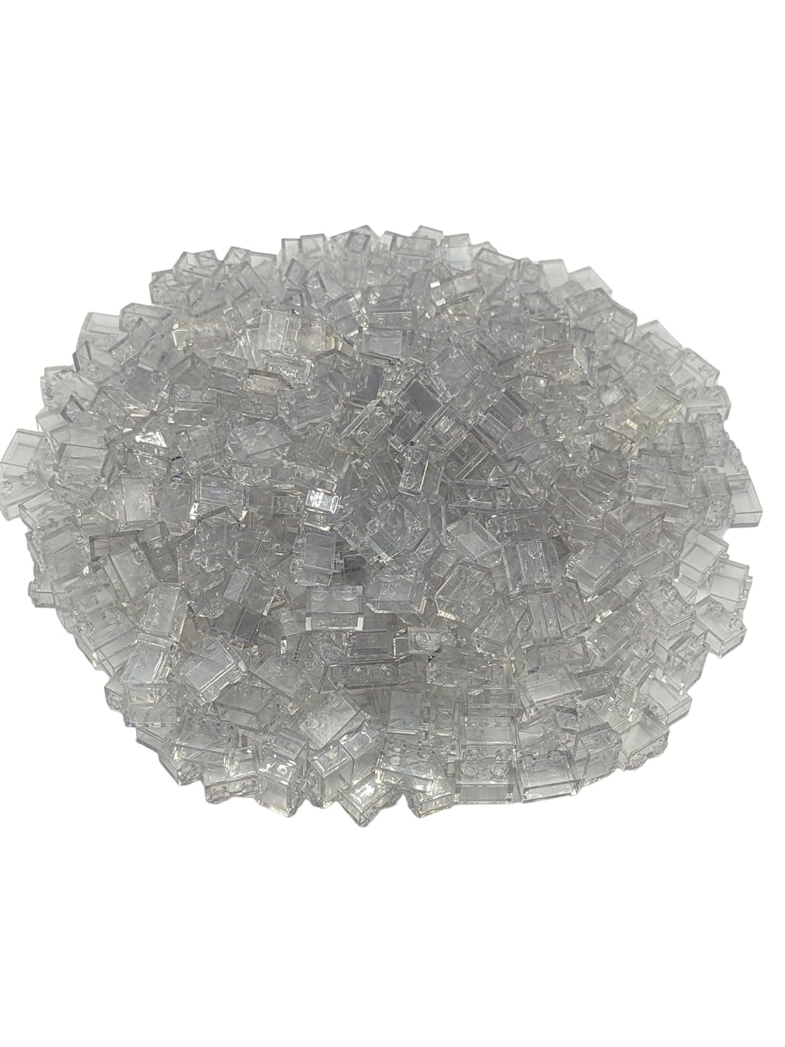 Lego Building Accessories 1 x 2 Clear Transparent Brick without Pin, Bulk - 50 Pieces per Package