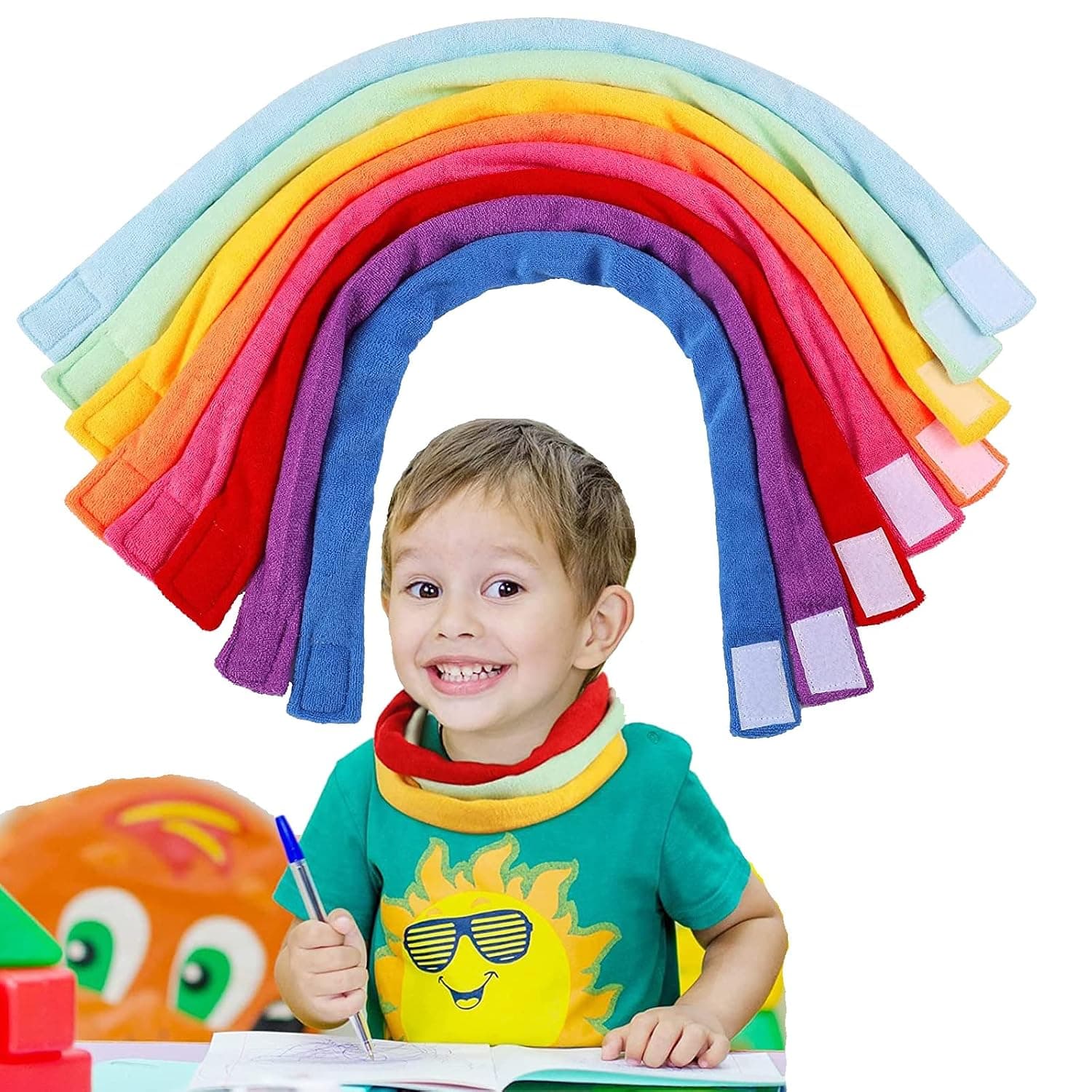 Chew Necklaces for Sensory Kids, 8 Pieces Soft and Absorbent Terry Cloth Teething Chewy Necklace Absorbent Alternative to Chewing Clothing for Boys and Girls