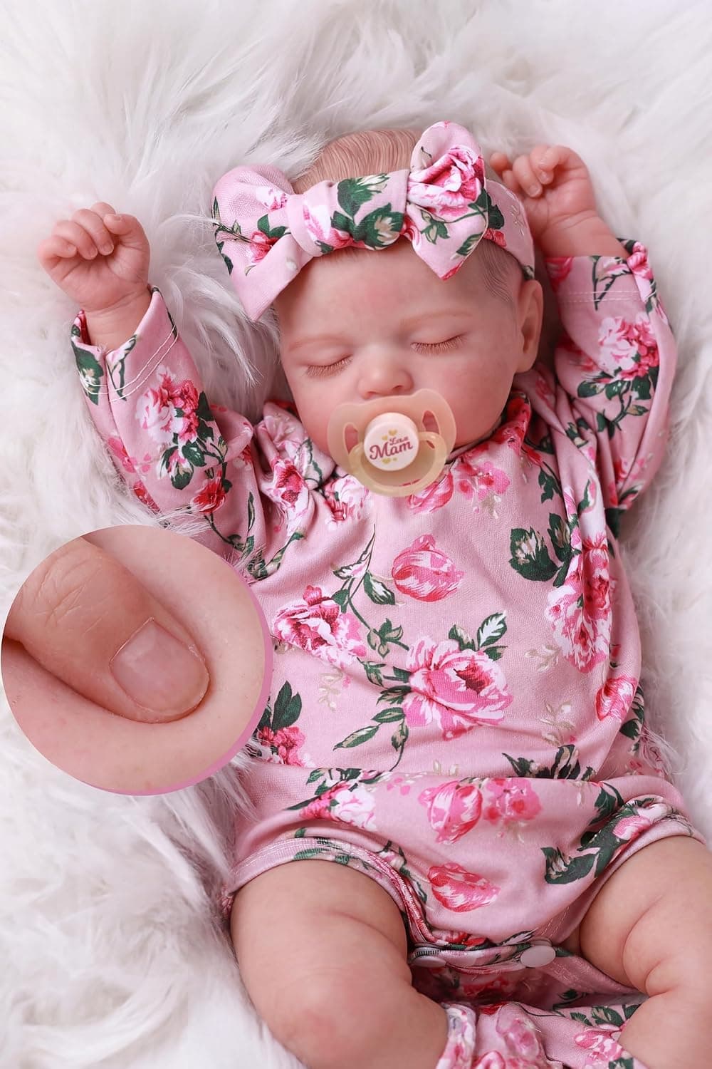 BABESIDE Lifelike Reborn Baby Dolls 43 cm Sleeping Realistic Newborn Doll Soft Fabric Body Lifelike Girl with Accessories, Gift Ideas for Children from 3 Years & Collection