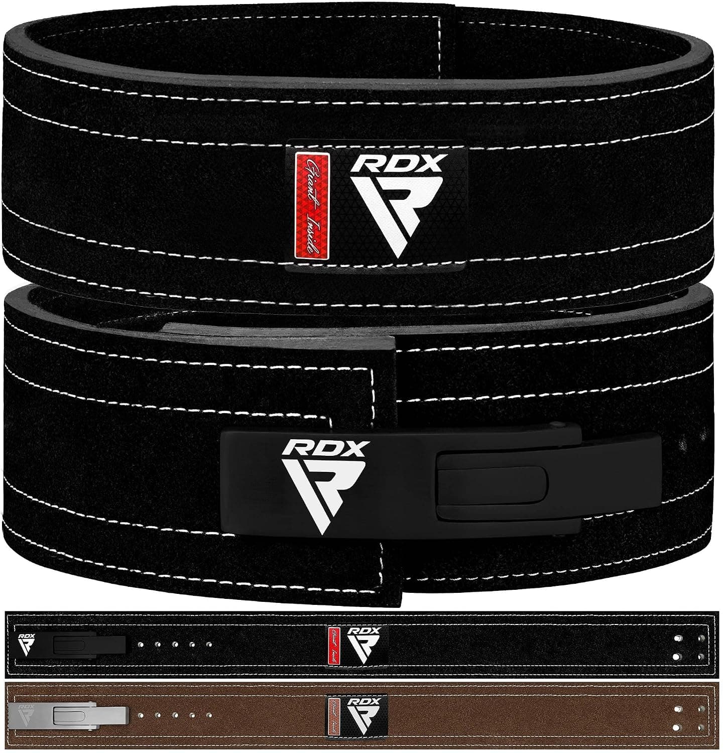 RDX Powerlifting Belt for Weight Lifting - Approved By IPL and USPA Lever Buckle Gym Training Belt 10mm Thick 4 inches Lumbar Back Support - Great for Strongman, Bodybuilding, Deadlifts & Squat