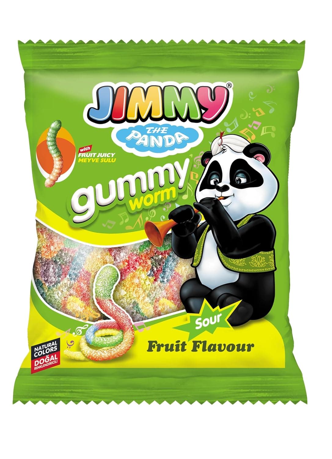 Jimmy Gummy Sour Big Worm 80g Bag
