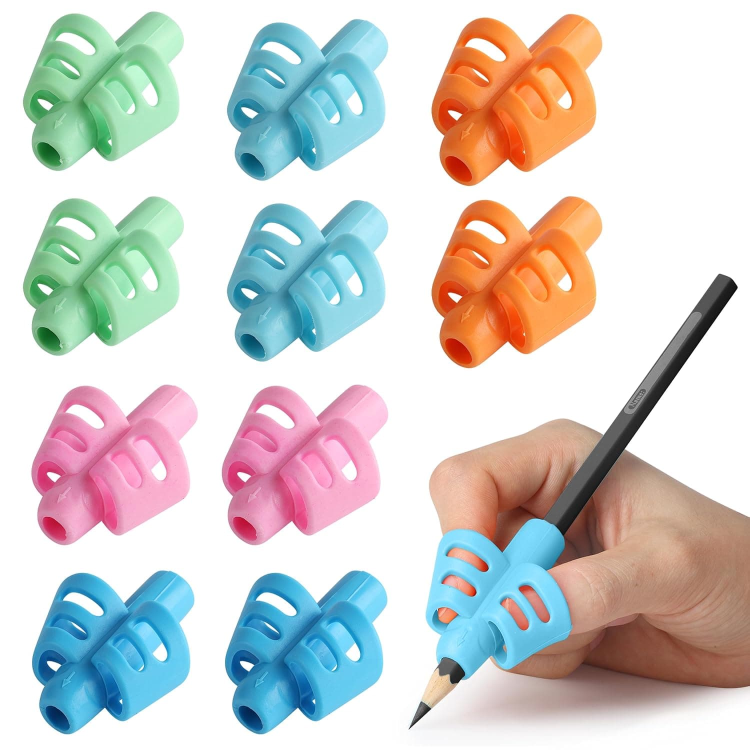 Mr. Pen- Pencil Grips for Kids Handwriting, 20 PCS(10 Pencil Grips+10 Clips), Pencil Grips, Kids Pencils Grip, School Supplies, Pencil Grip, Grip Pencils for Kids, Pencil Holder for Kids, Pen Grip. | Writing Aid Tools for Beginners, Preschoolers & Toddlers, Training Pencil Holders for Righties, Lefties & Adults