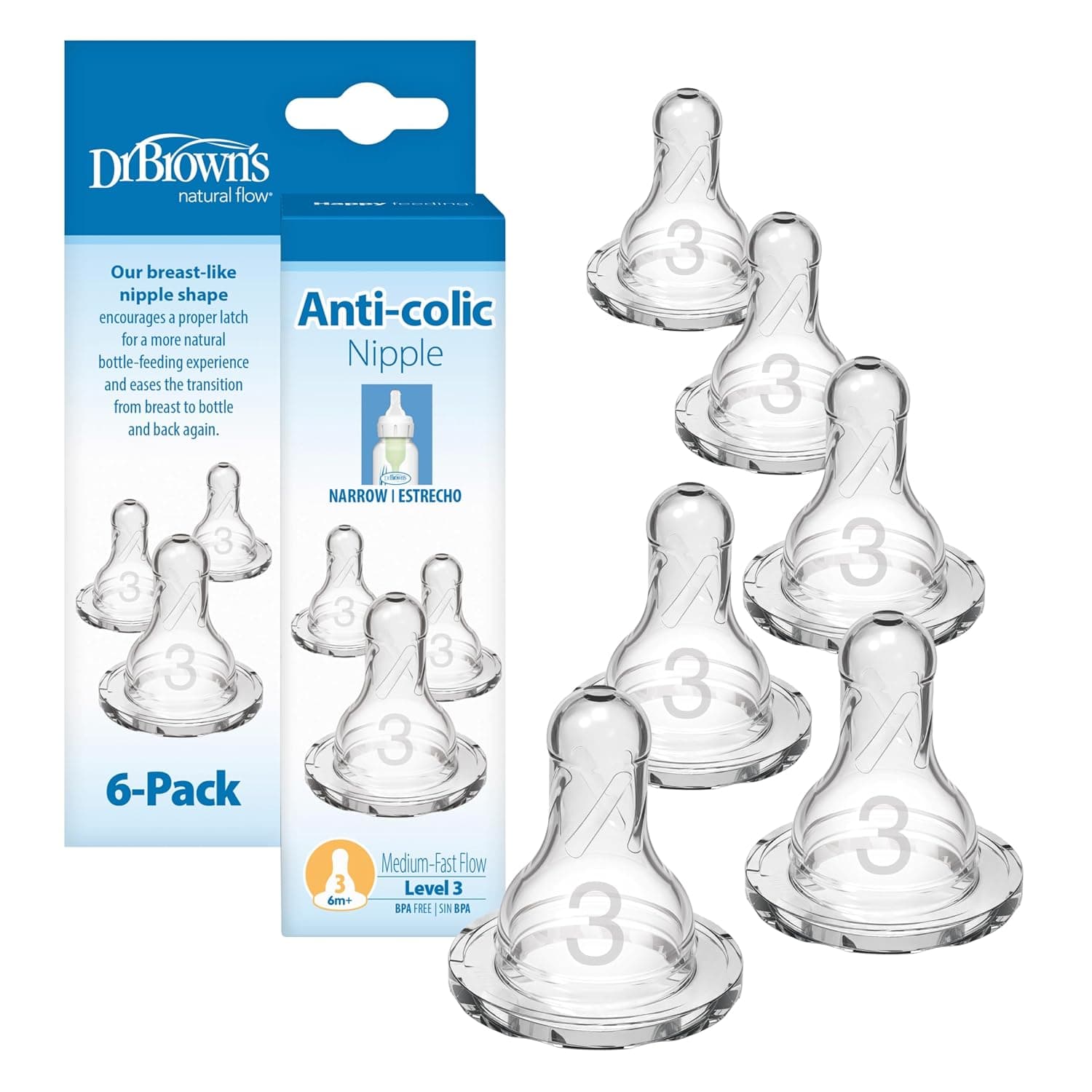Dr. Brown's Original, Level 3 (6m+), 6 Count