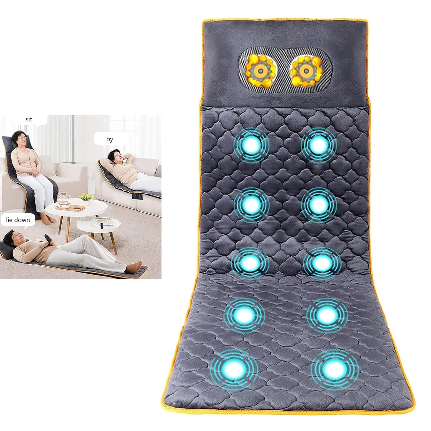 Massage Mat Full Body Heated Vibrating Pad with 10 Vibration Motors for Pain Relief Muscle Relaxation