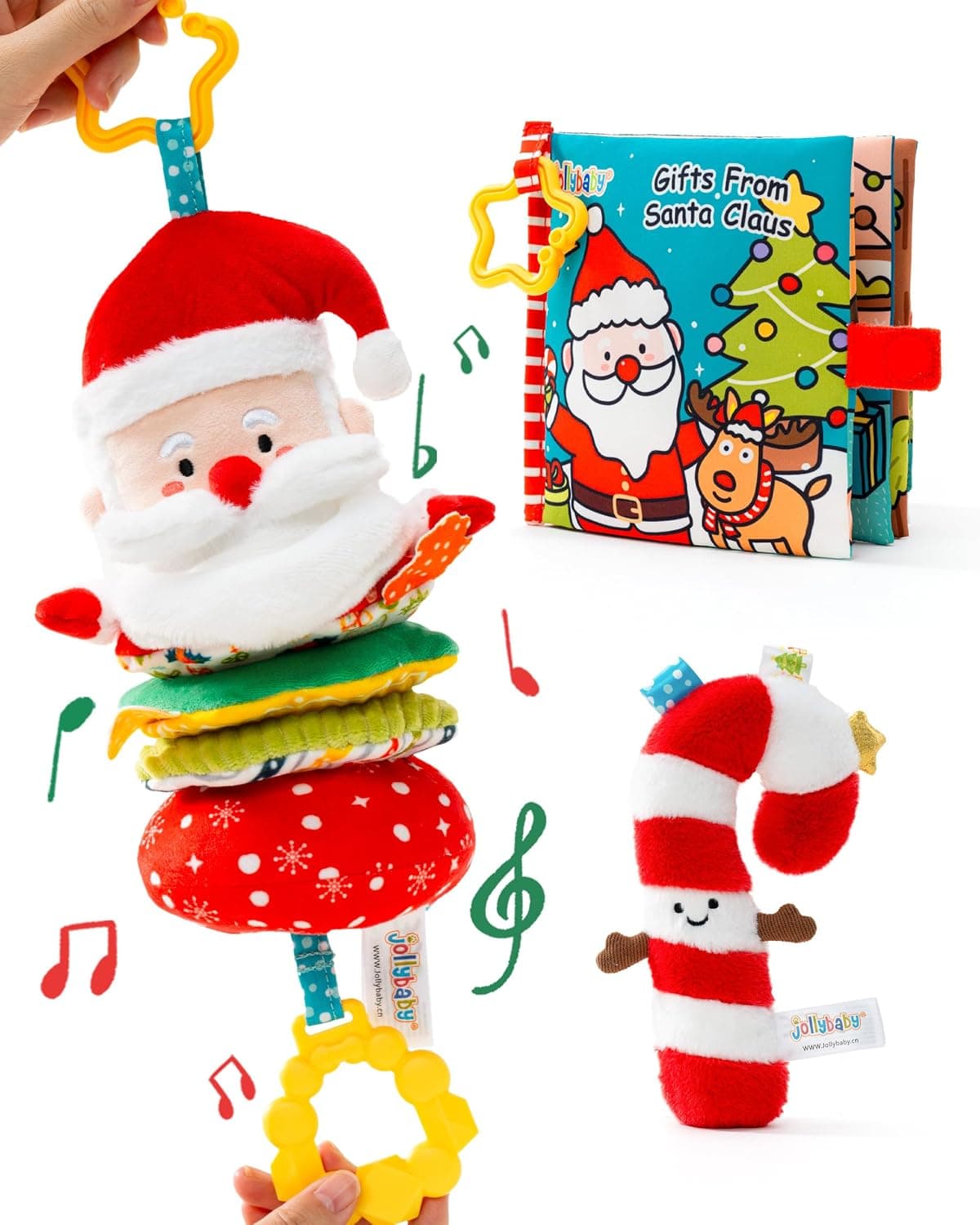 Jollybaby My Baby First Christmas Toys for Toddler 0-6-12-18-36 Months, Car Seat Stroller Crib Toy, Christmas Stocking/Socks Stuffers Gifts for Tummy Time Infants/Newborns Boy and Girl