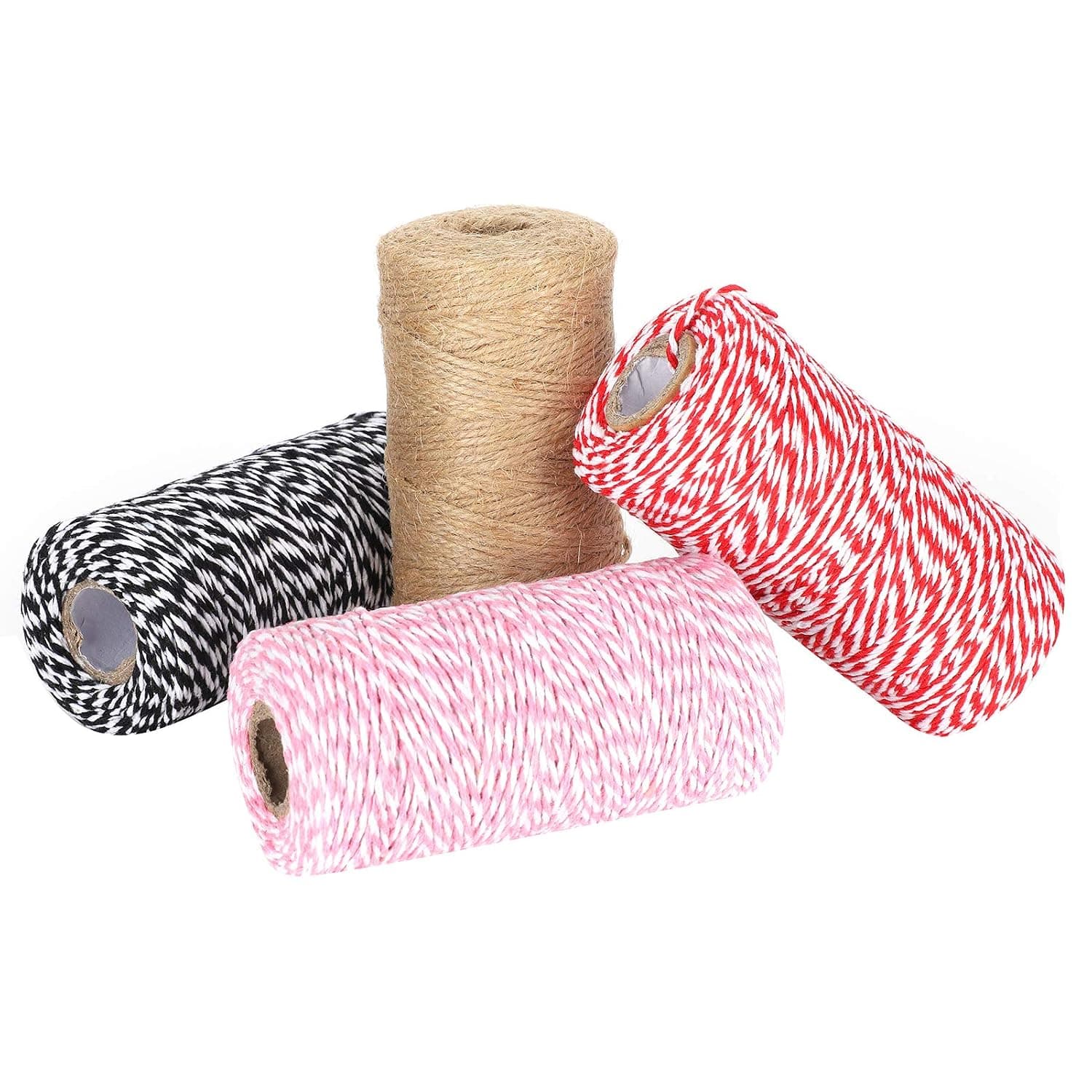 Hidyliu Baker Twine Cotton Braided Rope 4 Pieces Soft and Durable Thread for Gift Wrapping DIY Crafts Natural Color 100M