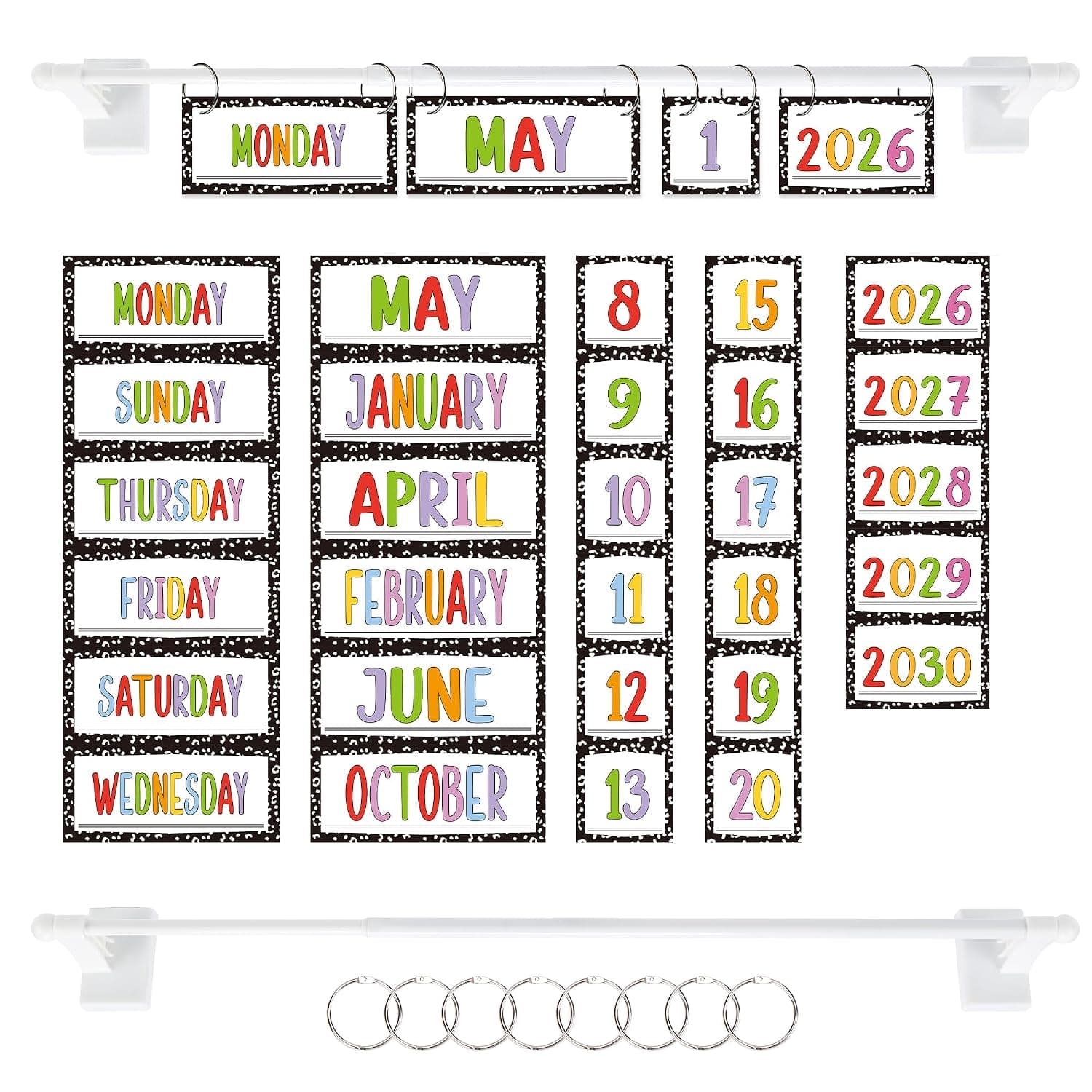 Magnetic Flip Calendar for Classroom, Magnetic Rod for Classroom Whiteboard, Flip Calendar for Classroom Home Decor, Teacher Must Haves (4)