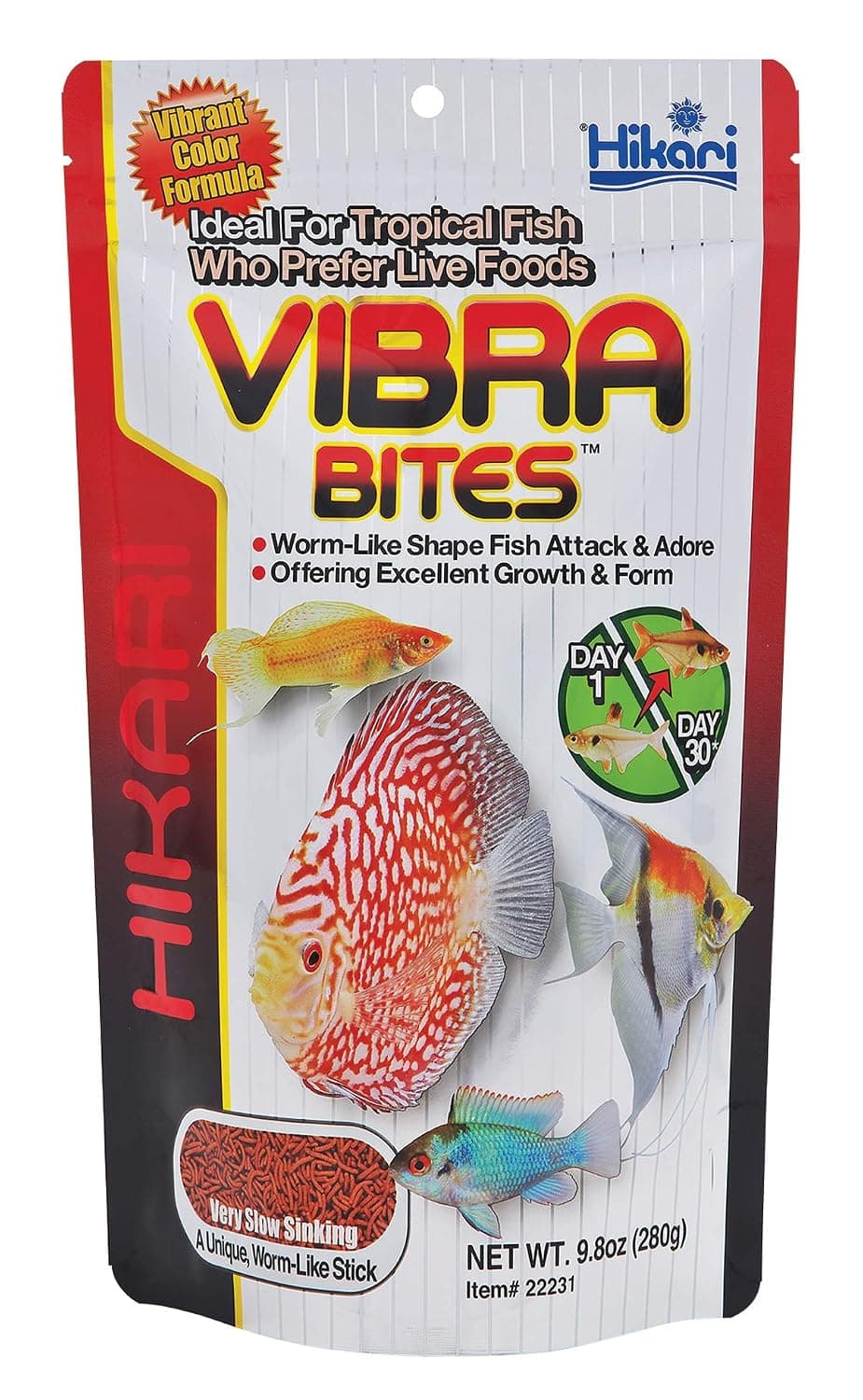 Hikari Vibra Bites Bites Fish Food for Fish, Unisex, Adult, Fish, 9.8 ounces, 280 Pieces, Bloodworm-like, Fishy, Mealworm Enriched