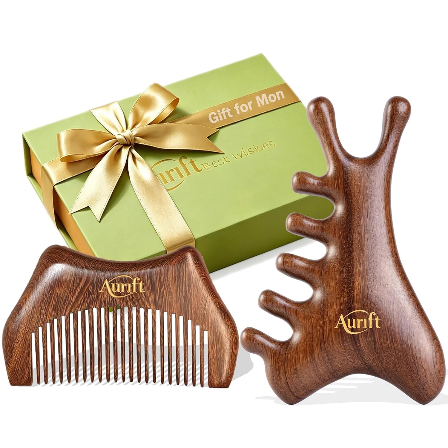 Wooden Gua Sha Tool & Massage Comb Set - 4-in-1 Face Gua Sha and Scalp Massager for Relaxation, Jawline Sculpting & Body Massage, Natural Self-Care Beauty Gift Set for Women, King Wood