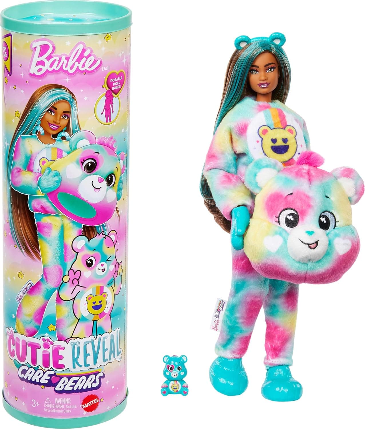 Cutie Reveal Barbie Doll with Accessories, Lucky Bear Series 2, Good Vibes Bear with 10 Surprises Including Colour Changing and Mini Bearchi JFV62