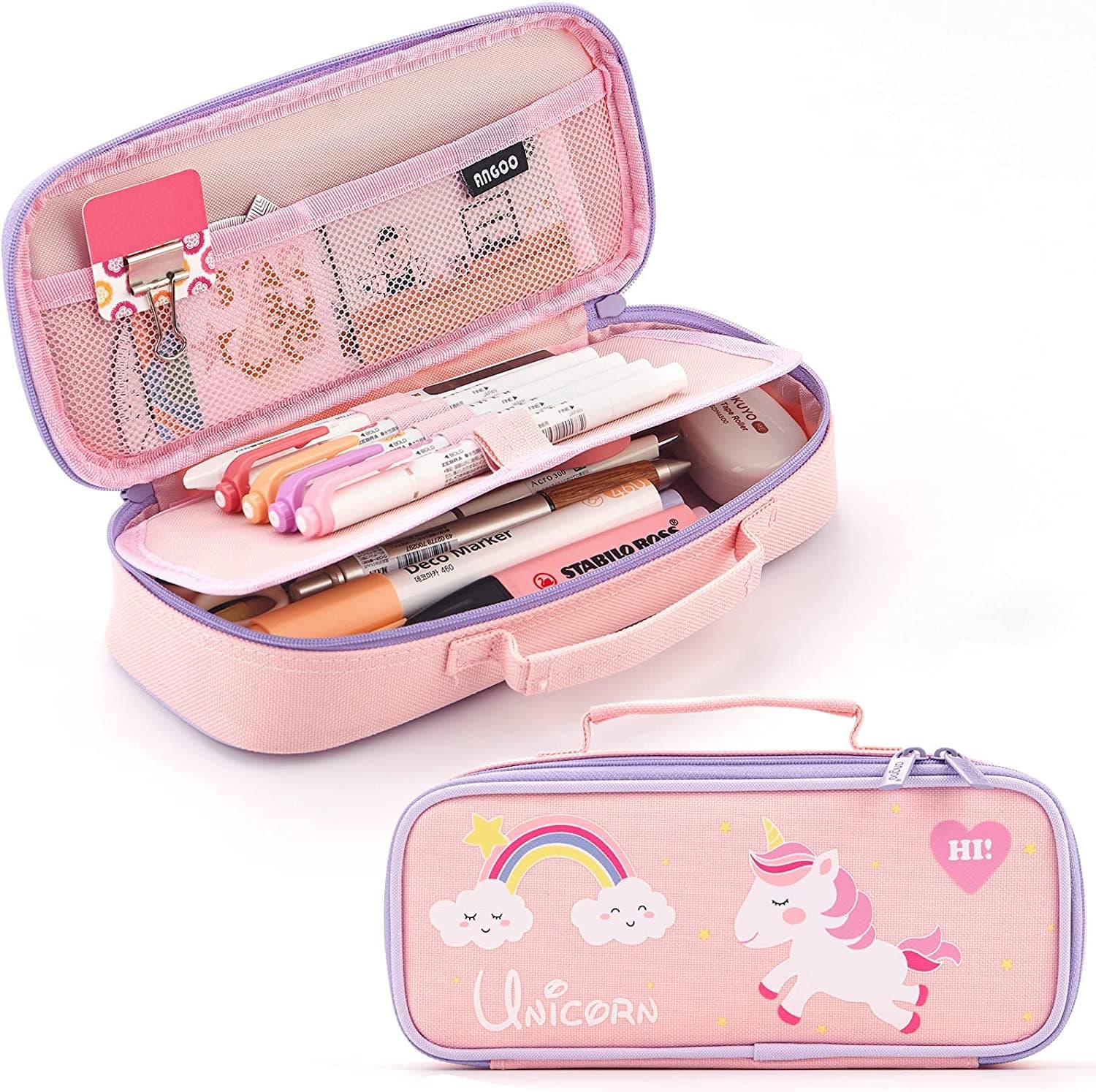 Cute Pencil Case Unicorn Pencil Pouch Medium Capacity Portable Multifunction Pen Bag with Compartments for Girls Kids Teen