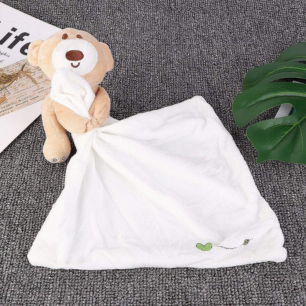 Generic Baby Comfort Towel Cute Plush Bear Doll for Soothing and Sleep, Infant Toy in Pink, 24x14x8 Cm (White)