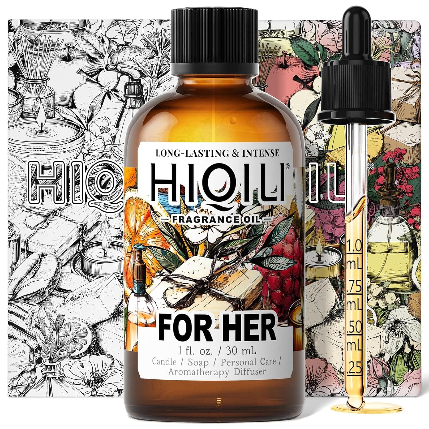 HIQILI for Her Fragrance Oil for Candle Making, Bath Bombs, Soap Making Supplies, Add to Body Lotion, Women Scented Oil - 1.0 Fl Oz(Pack of 1) | Soap Making Supplies,Add to Body Lotion,Great for Perfume Making,Women Scented Oil,Long-Lasting Scent - 1 Fl Oz