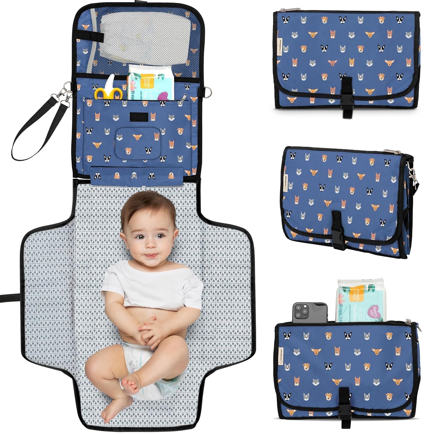 KeaBabies Portable Diaper Changing Pad, Baby Changing Mat (Pets & Paws)