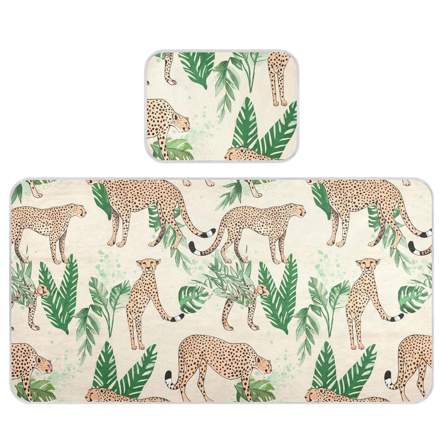 Cheetahs Leaves Baby Cooling Mattress Pad, Soft & Breathable Cooling Mat Keep Baby Cool in Summer 28x52 in, Nursery Essential
