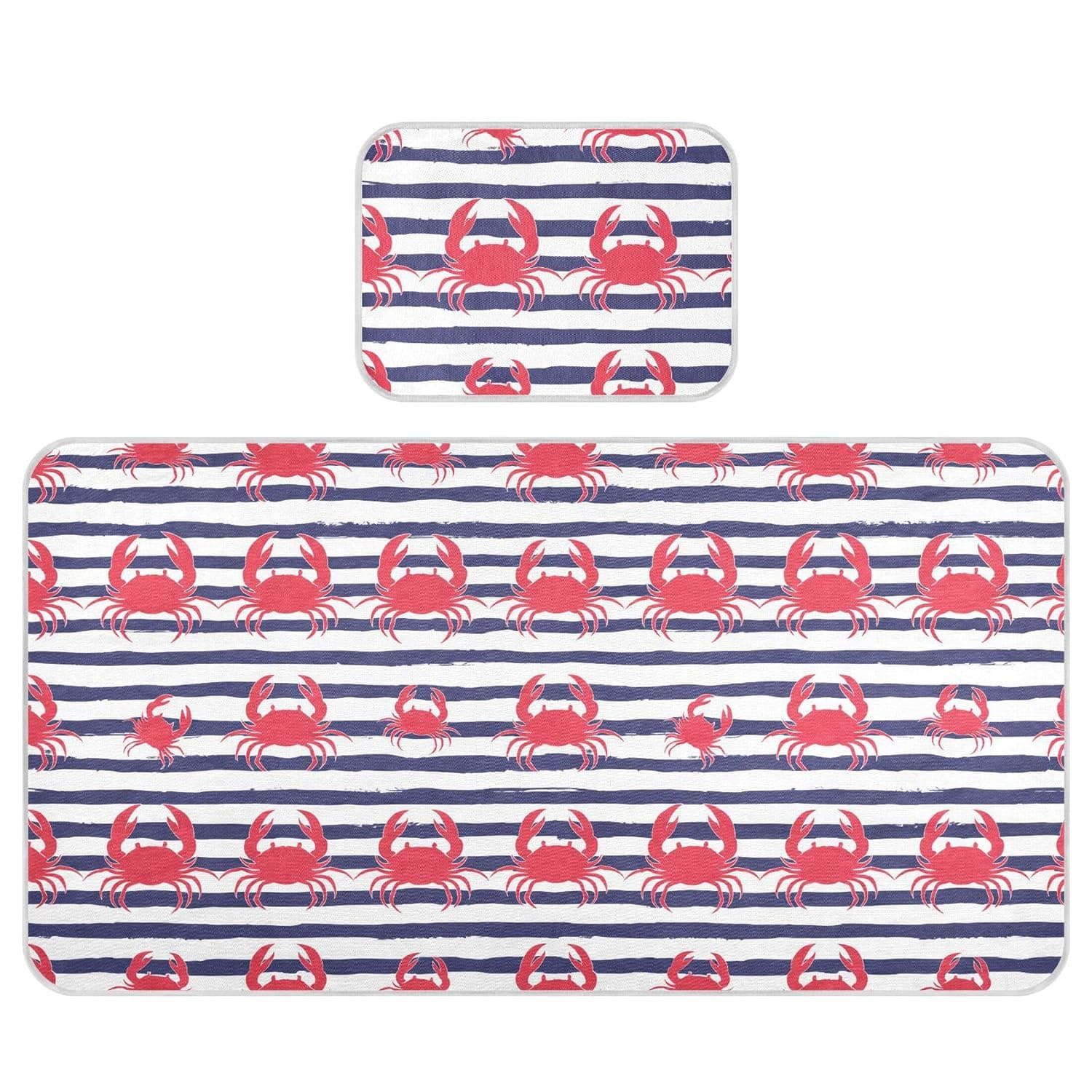Crabs on Stripes Baby Cooling Mattress Pad, Soft & Breathable Cooling Mat Keep Baby Cool in Summer 28x52 in, Nursery Essential