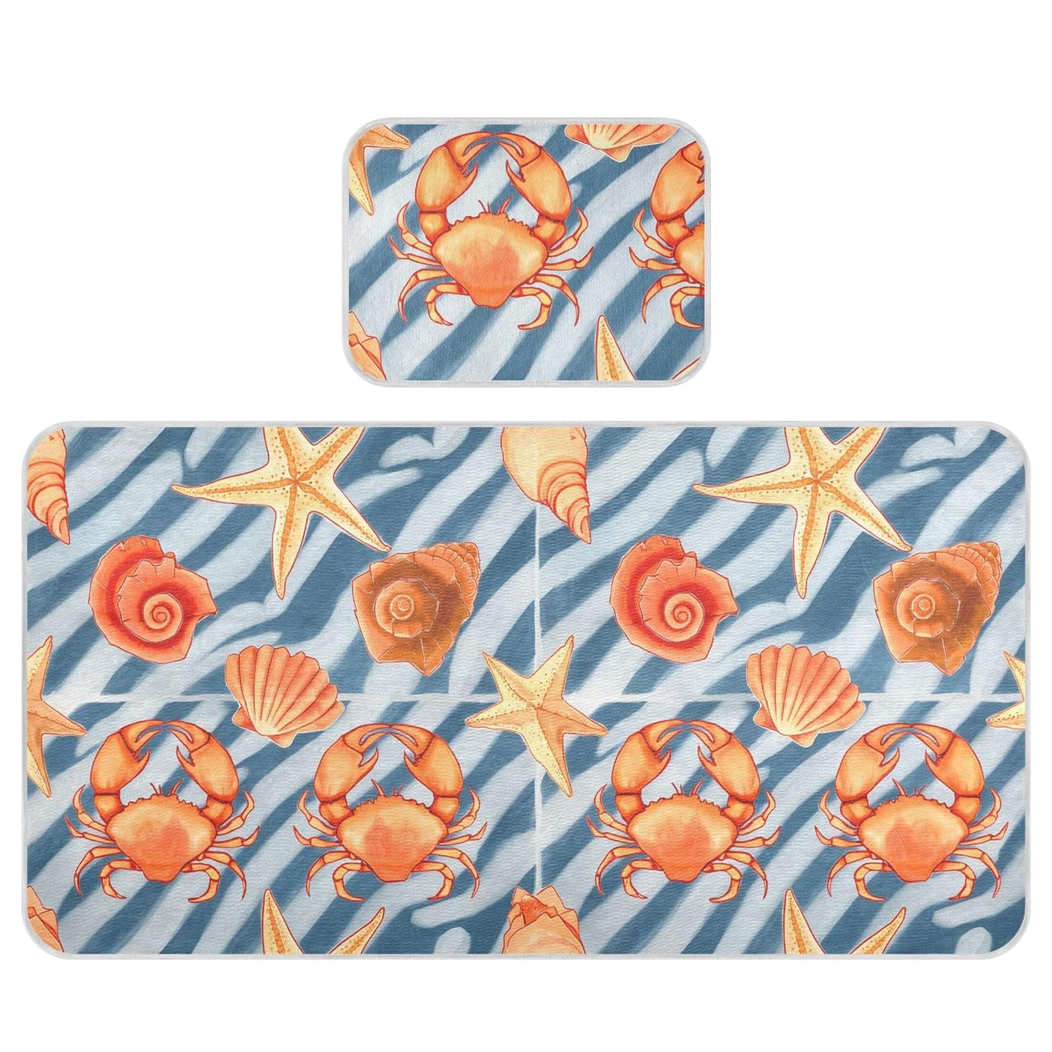 Crabs Starfish Seashell Baby Cooling Mattress Pad, Soft & Breathable Cooling Mat Keep Baby Cool in Summer 28x52 in, Nursery Essential