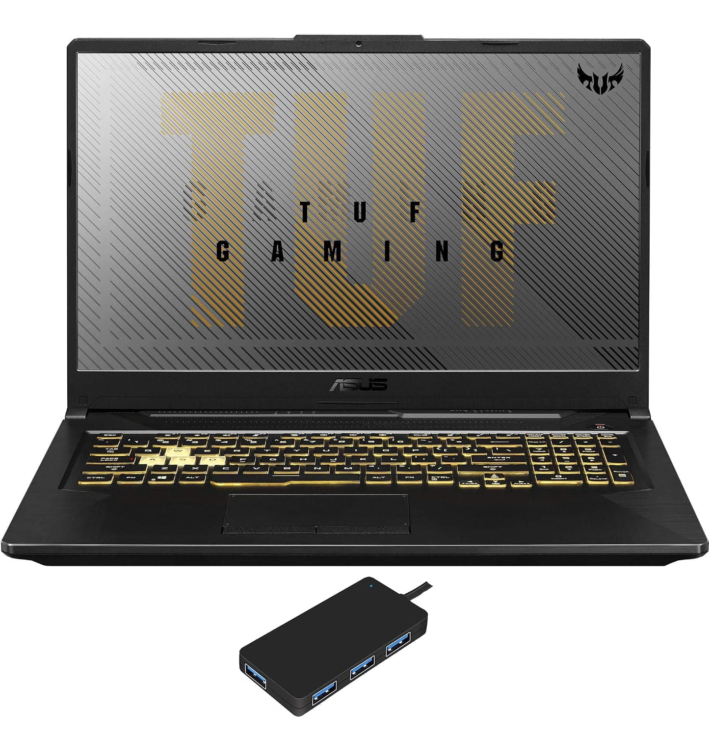 ASUS TUF A17 Gaming and Entertainment Laptop (AMD Ryzen 7 4800H 8-Core, 64GB RAM, 1TB PCIe SSD, NVIDIA GTX 1660 Ti, 17.3" Full HD (1920x1080), WiFi, Bluetooth, Webcam, Win 10 Home) with USB Hub
