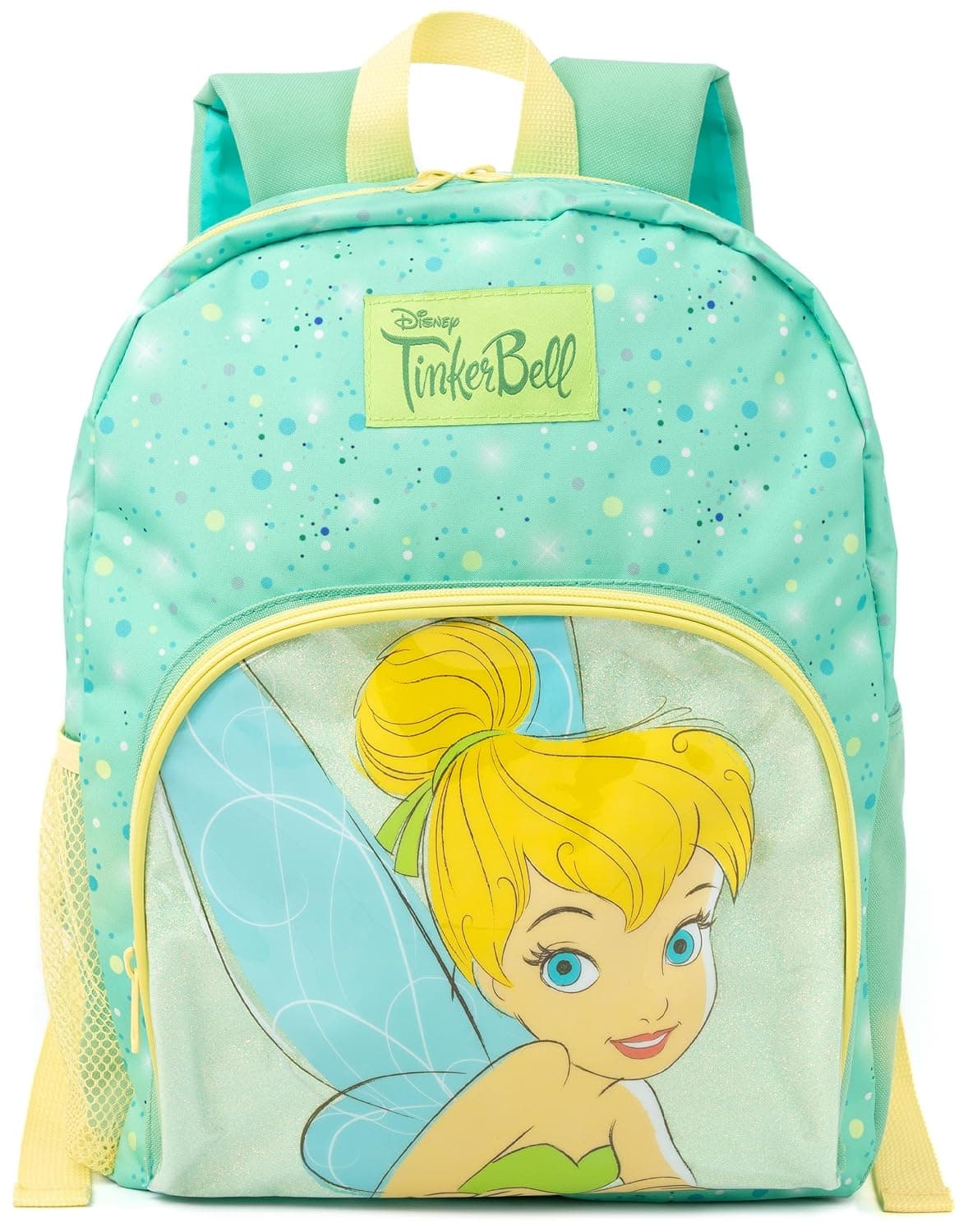 Disney Tinker Bell Backpack Kids | Girls Boys Peter Pan Fairy Green Glitter Rucksack | Luggage Sports School Bag Adjustable Straps | Magical Merchandise Gifts, Green, One Size, Rucksack Backpacks