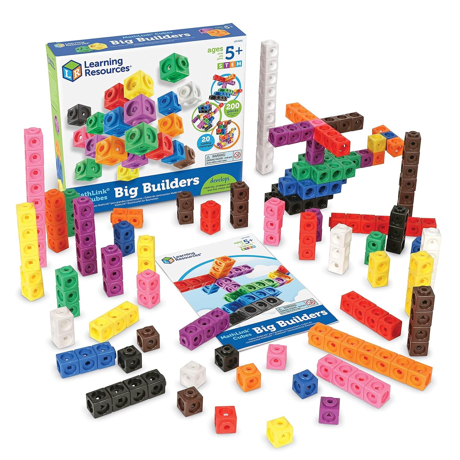Learning Resources LER9291 1.9cm x 1.9cm Mathlink Cube Big Builders, 200 Cube