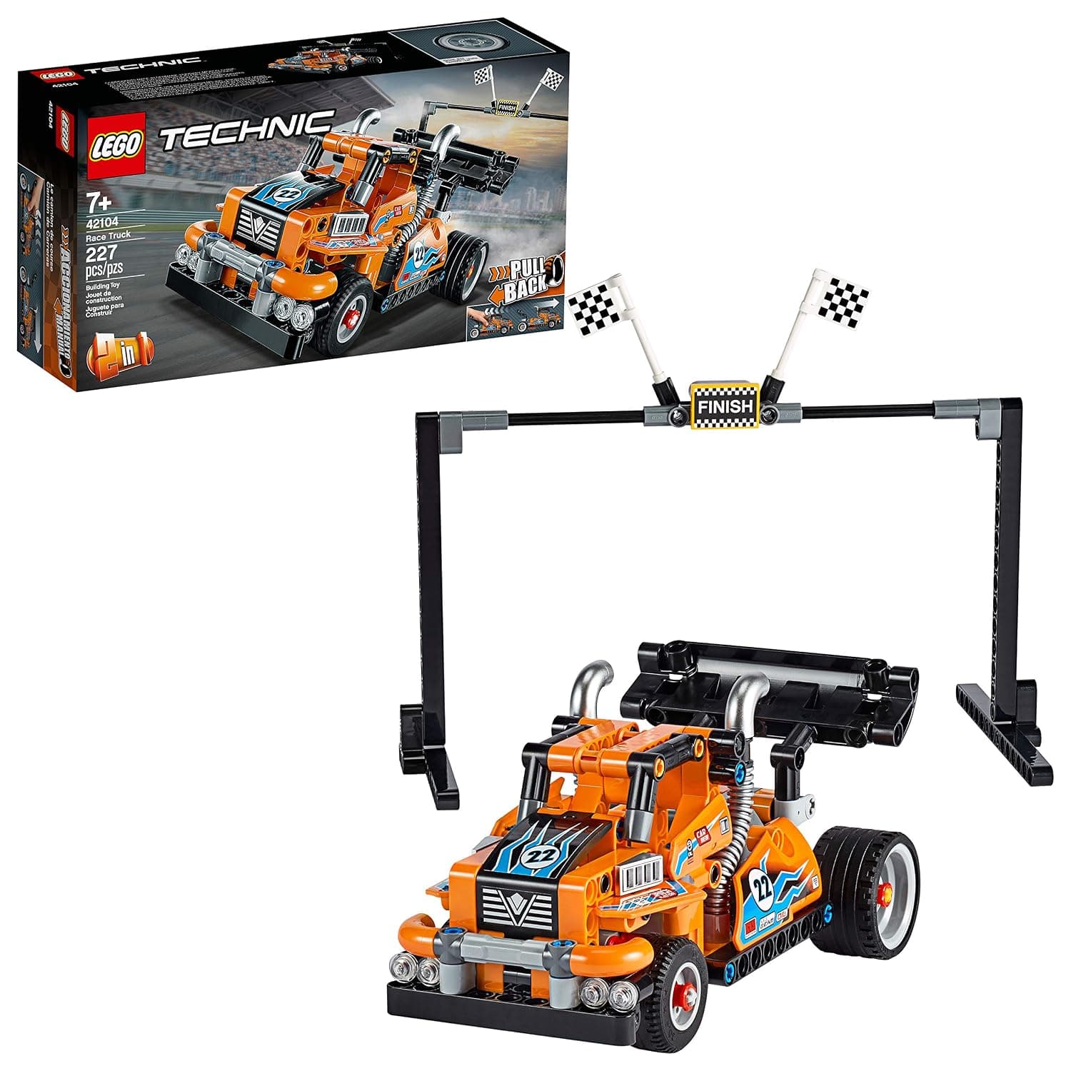LEGO® Technic™ Race Truck 42104 Pull-Back Model Truck Building Kit (227 Pieces)