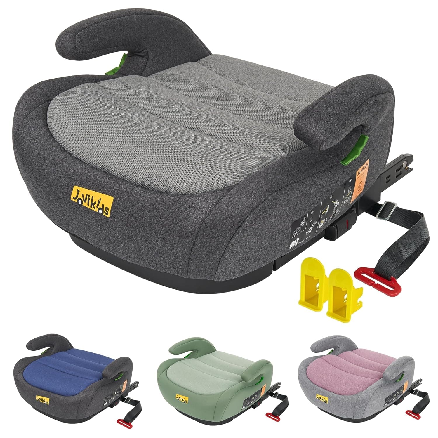 Jovikids Portable Booster Seat for Car with ISOFIX ECE R129 125-150cm (6-12 Years) for Kids, Comfortable, Compact, Convenient for Everyday Use, Great for Travel