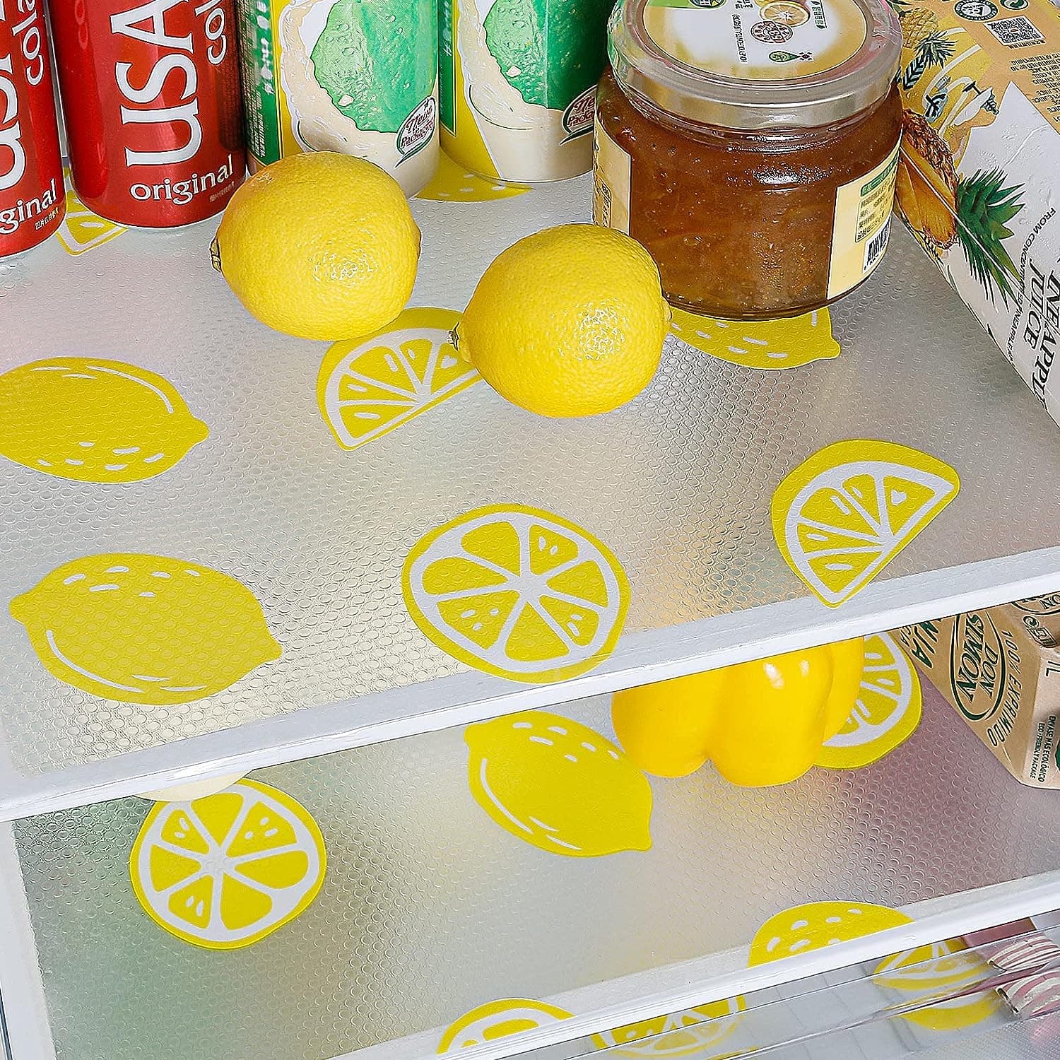 مفرش ثلاجة قابل للغسل وإعادة الاستخدام، مقاوم للماء والرطوبة، خالي من مادة BPA، غطاء طاولة مقاوم للانزلاق، آمن للأرفف الزجاجية للثلاجة والخزانة والدرج والمجمد (ليمون، مقاس 45 سم×2 متر) من بابوريتش