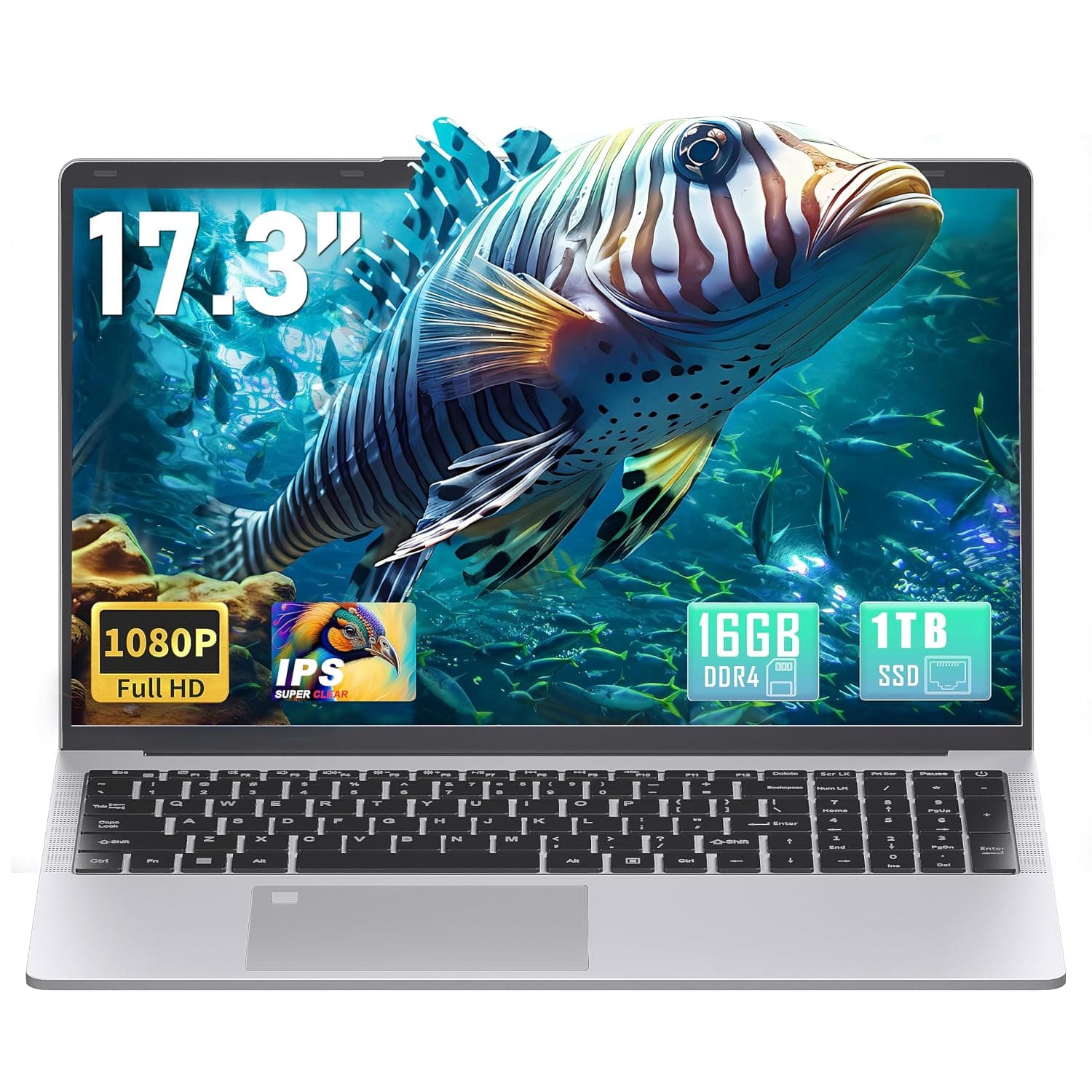 17.3" FHD IPS Laptop for Business & Students, 6500Y up to 3.4GHz, 16GB RAM 1TB SSD, Win 11 Pro, Backlit Keyboard with Number Pad, Fingerprint Reader, USB-C, 180° Flip, 4.2lbs Lightweight