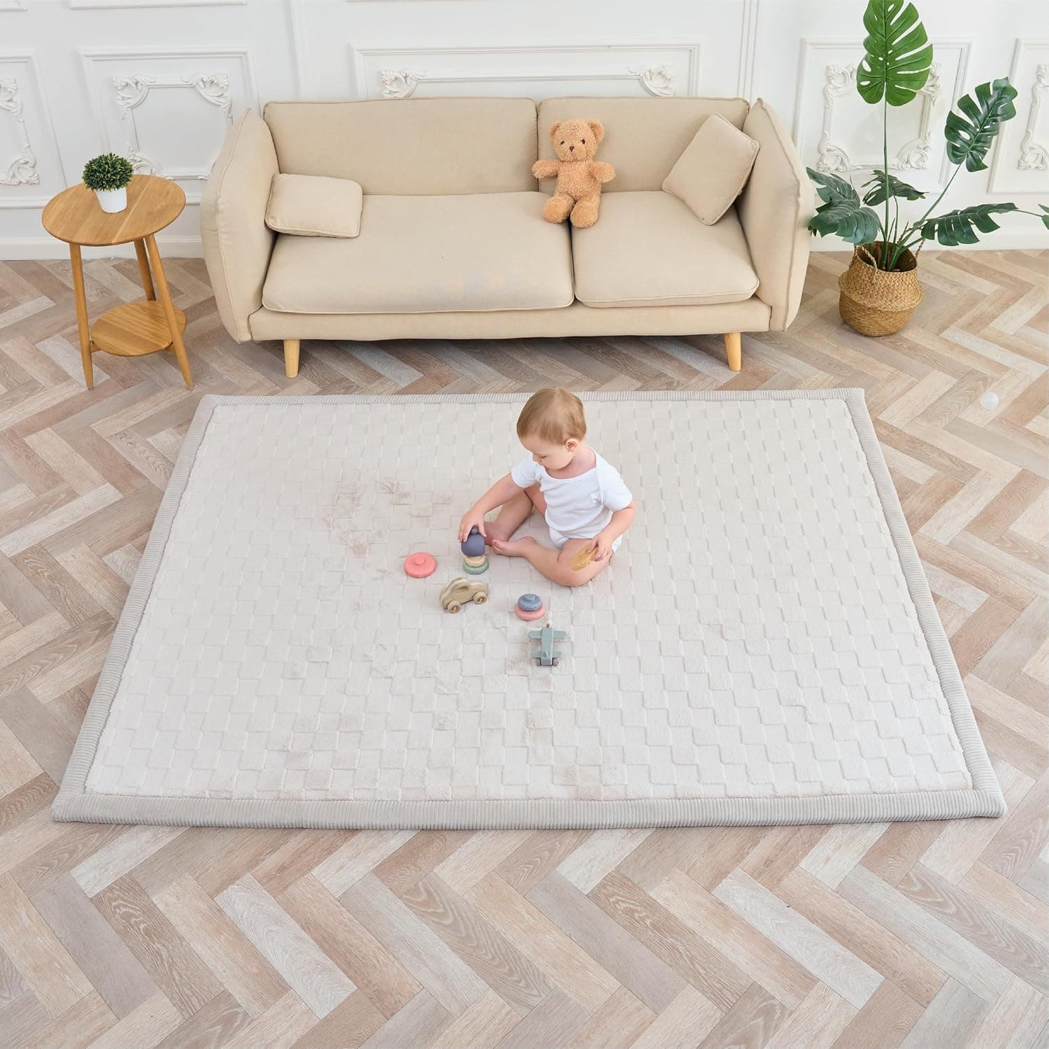 SUPERBE BEBE – Baby Play and Crawl Mat 150 × 200 × 2.5 cm – Thick and Shock Absorbent – Non-Toxic Memory Foam with Oeko-Tex Certification – Play Mat for Baby and Children’s Room – Elegant Design