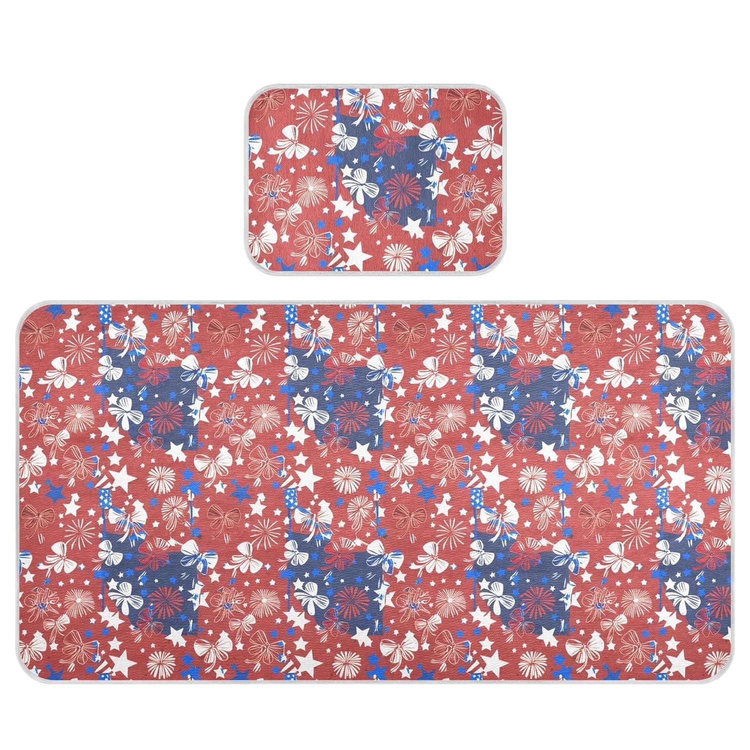 Red Blue Bows Baby Cooling Mattress Pad, Soft & Breathable Cooling Mat Keep Baby Cool in Summer 28x52 in, Nursery Essential