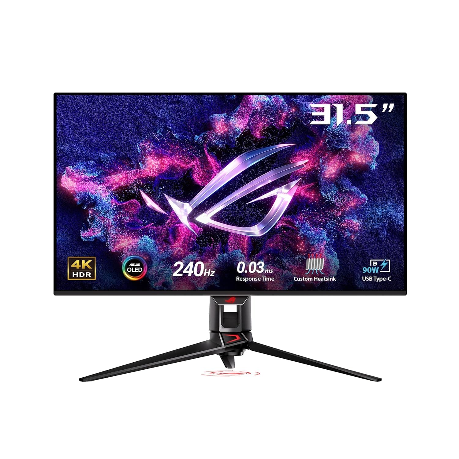 ASUS ROG Swift OLED PG32UCDM gaming monitor ― 31.5-inch 4K QD-OLED panel, 240Hz, 0.03ms (GTG), G-SYNC compatible, custom heatsink, graphene film, uniform brightness,99% DCI-P3, True 10-bit, 90W Type-C