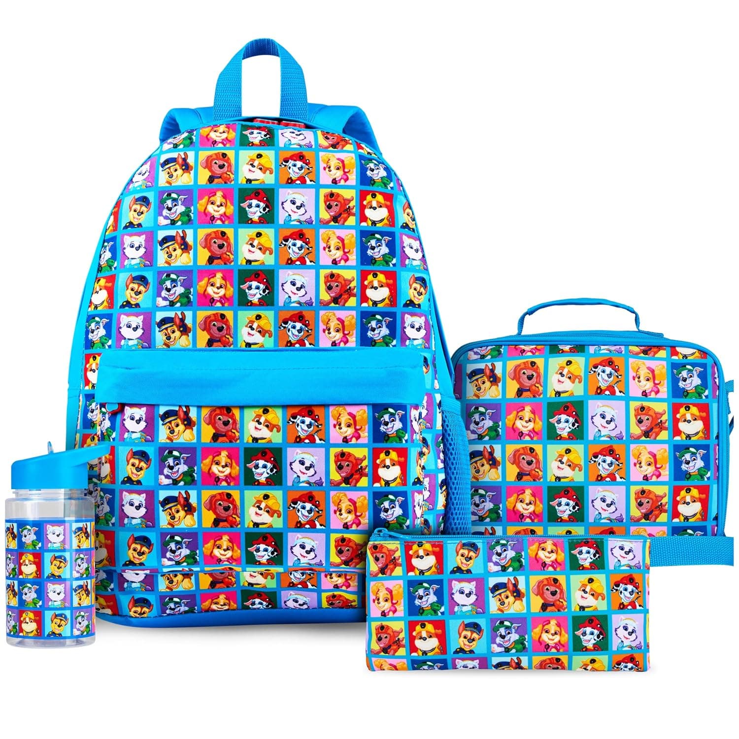 Paw Patrol Backpack Set 4 Pcs Kids Water Bottle 400ml Pencil Case Insulated Lunch Bag Preschool Nursery Reception Marshall Chase School Supplies