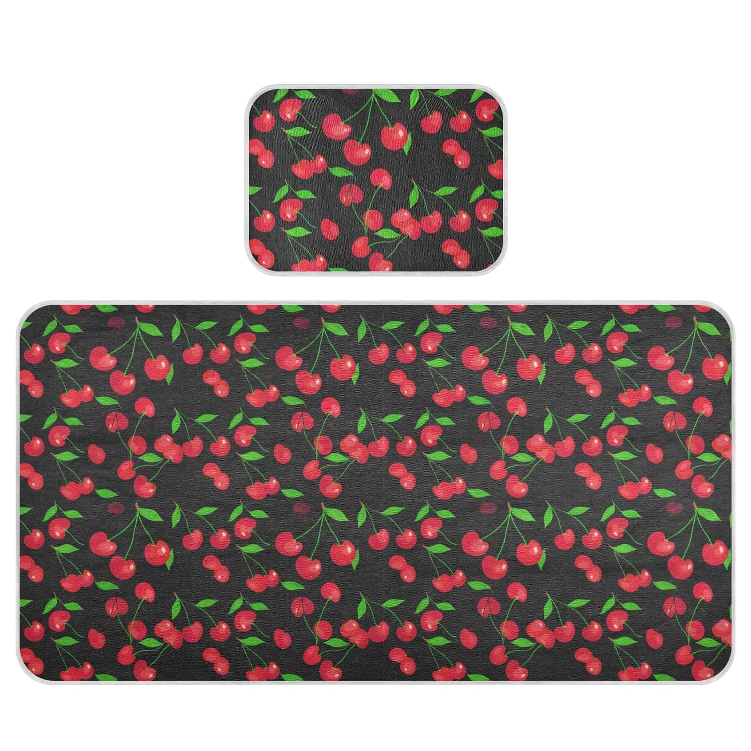 Cherries on Black Baby Cooling Mattress Pad, Soft & Breathable Cooling Mat Keep Baby Cool in Summer 28x52 in, Nursery Essential